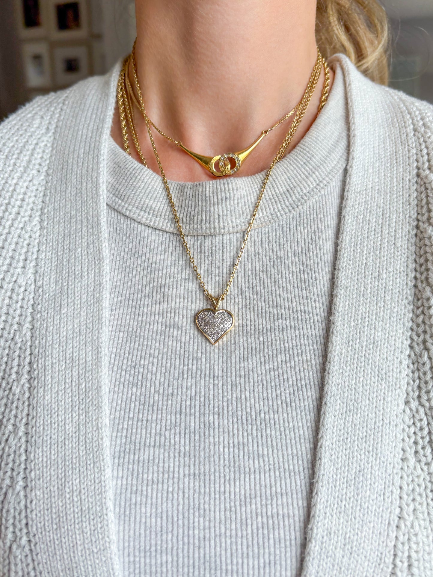 Vintage Natural Princess Cut Diamond Heart 14k Yellow Gold Charm