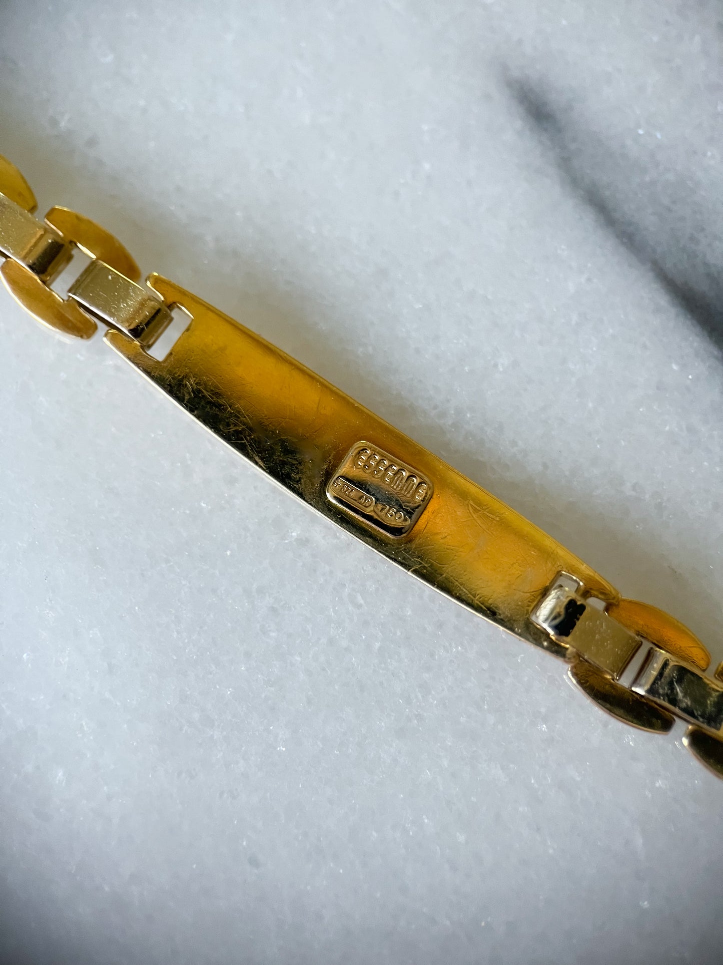 Vintage 18k Yellow and White Gold, Two Toned ID 8.5 Inch Bracelet