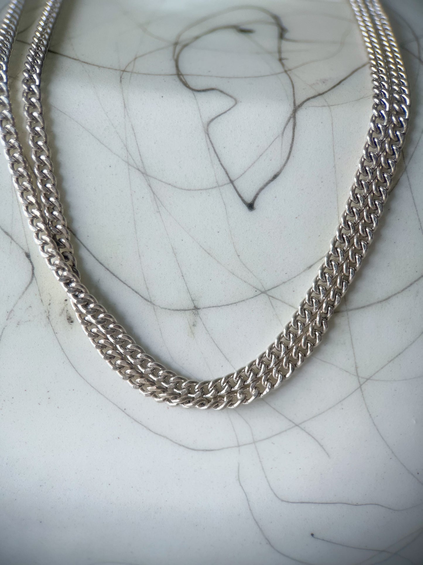 Vintage Curb Chain Sterling Silver 24 Inch Chain Necklace