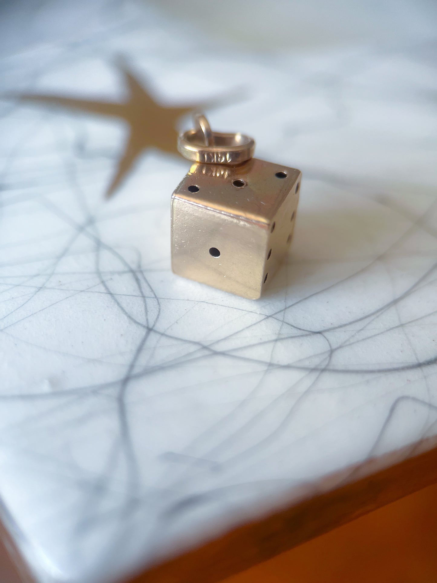 Vintage 3D Dice 14k Yellow Gold Charm