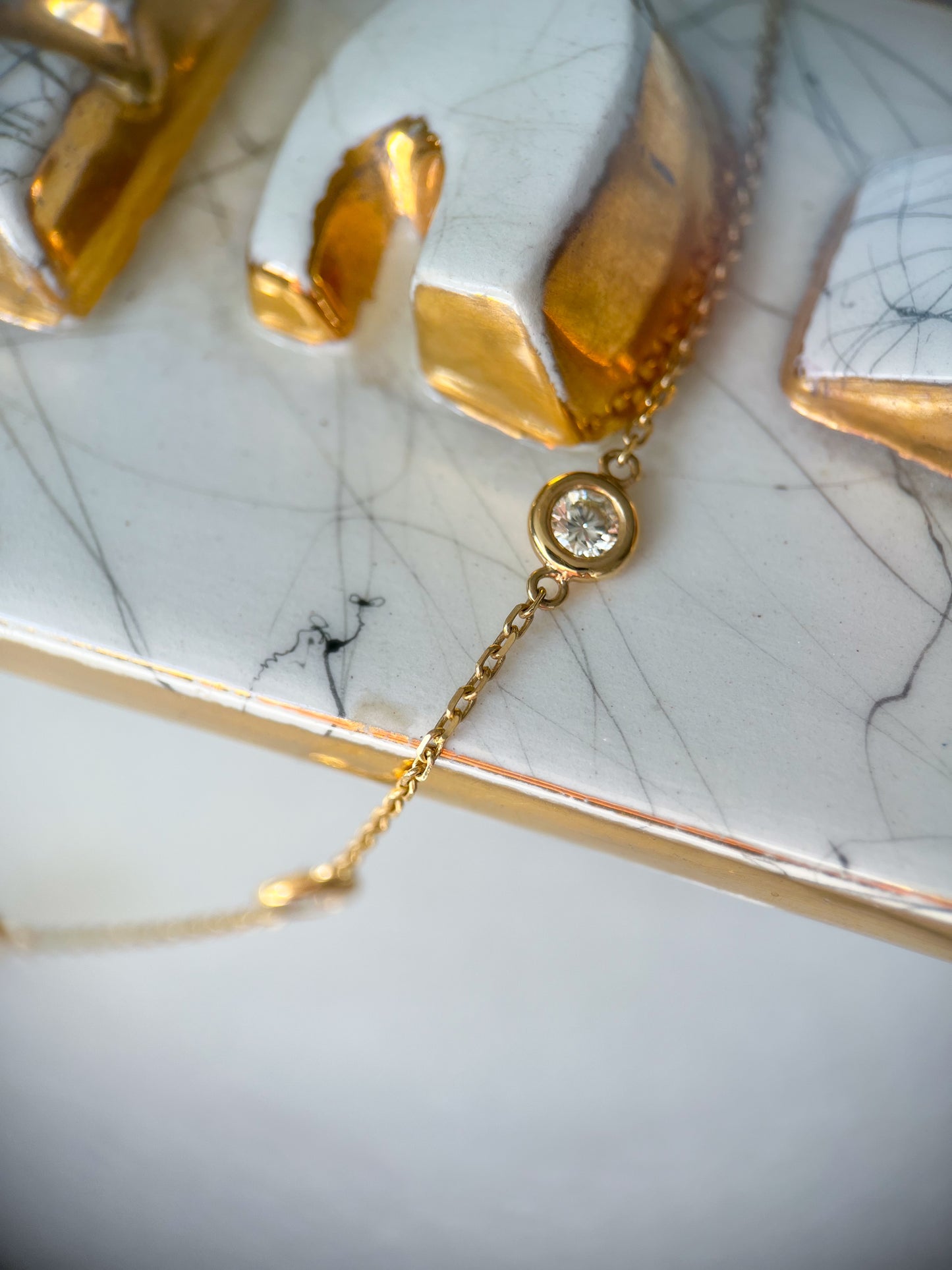 Natural Diamond by the Yard 16 Inch Chain Necklace in 14k Yellow Gold