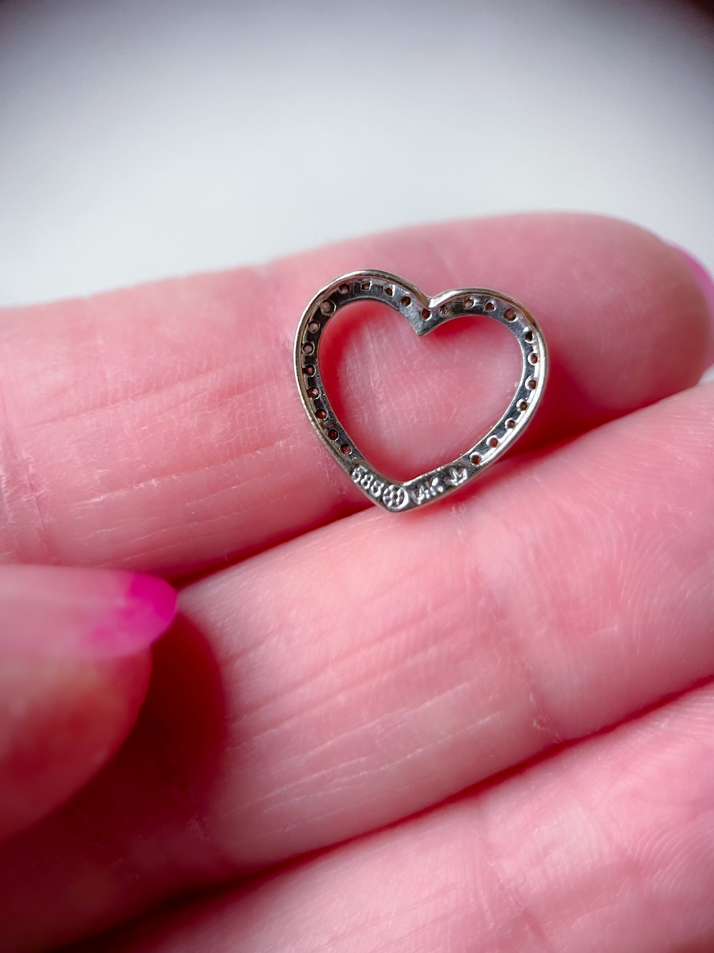 Natural Diamond Open Heart 14k White Gold Charm