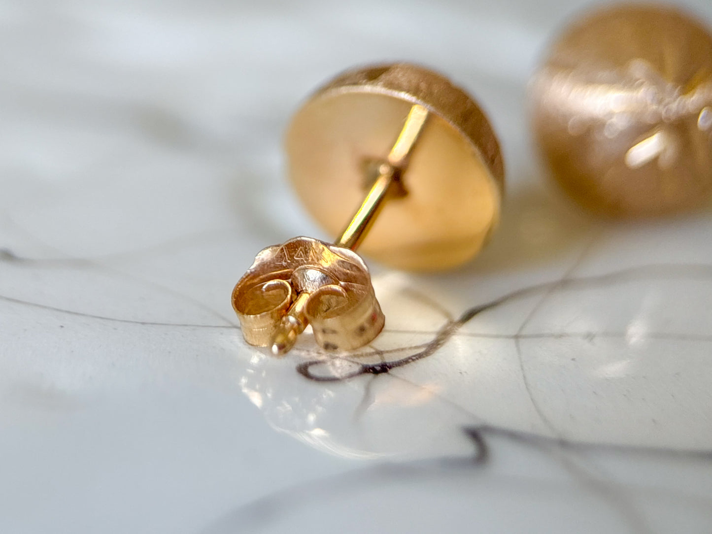 Vintage Matte Dome 14k Yellow Gold Stud Earrings