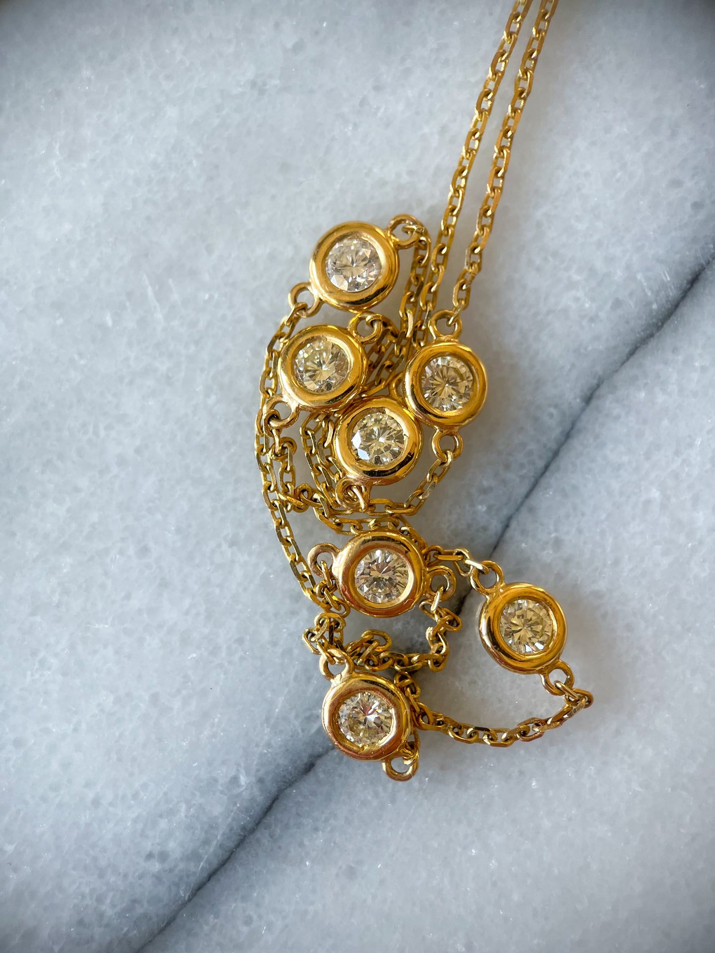 Natural Diamond by the Yard 16 Inch Chain Necklace in 14k Yellow Gold