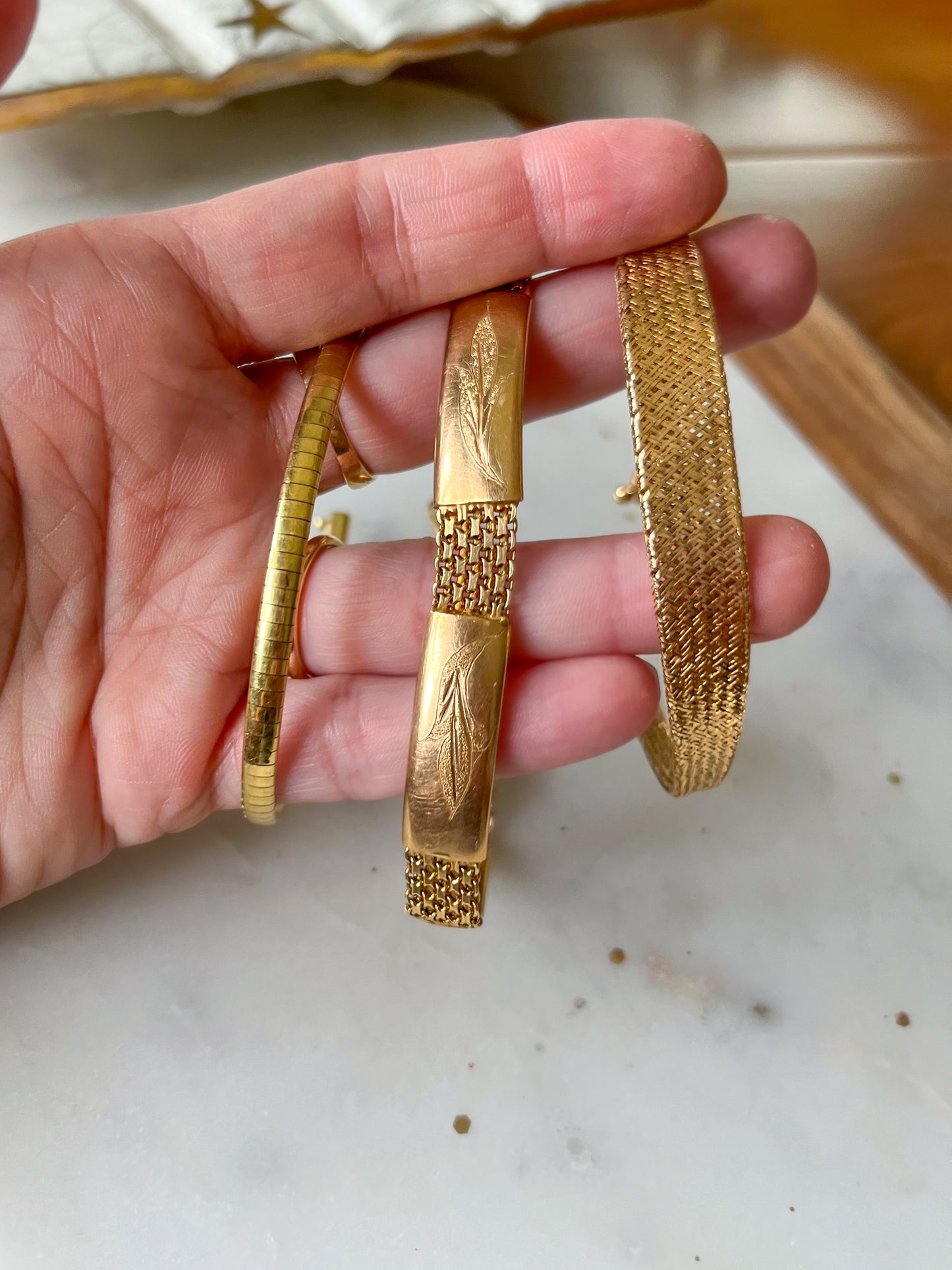 Vintage Omega Chain 14k Yellow Gold 8 Inch Bracelet