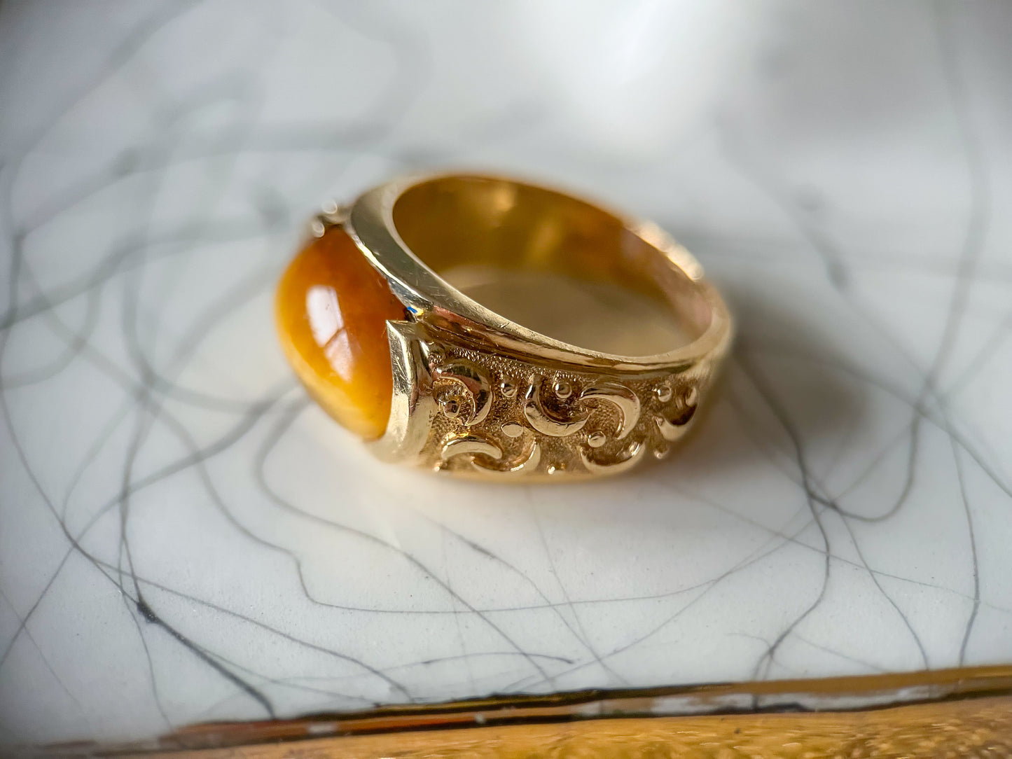 Vintage Tigers Eye 14k Yellow Gold Ring