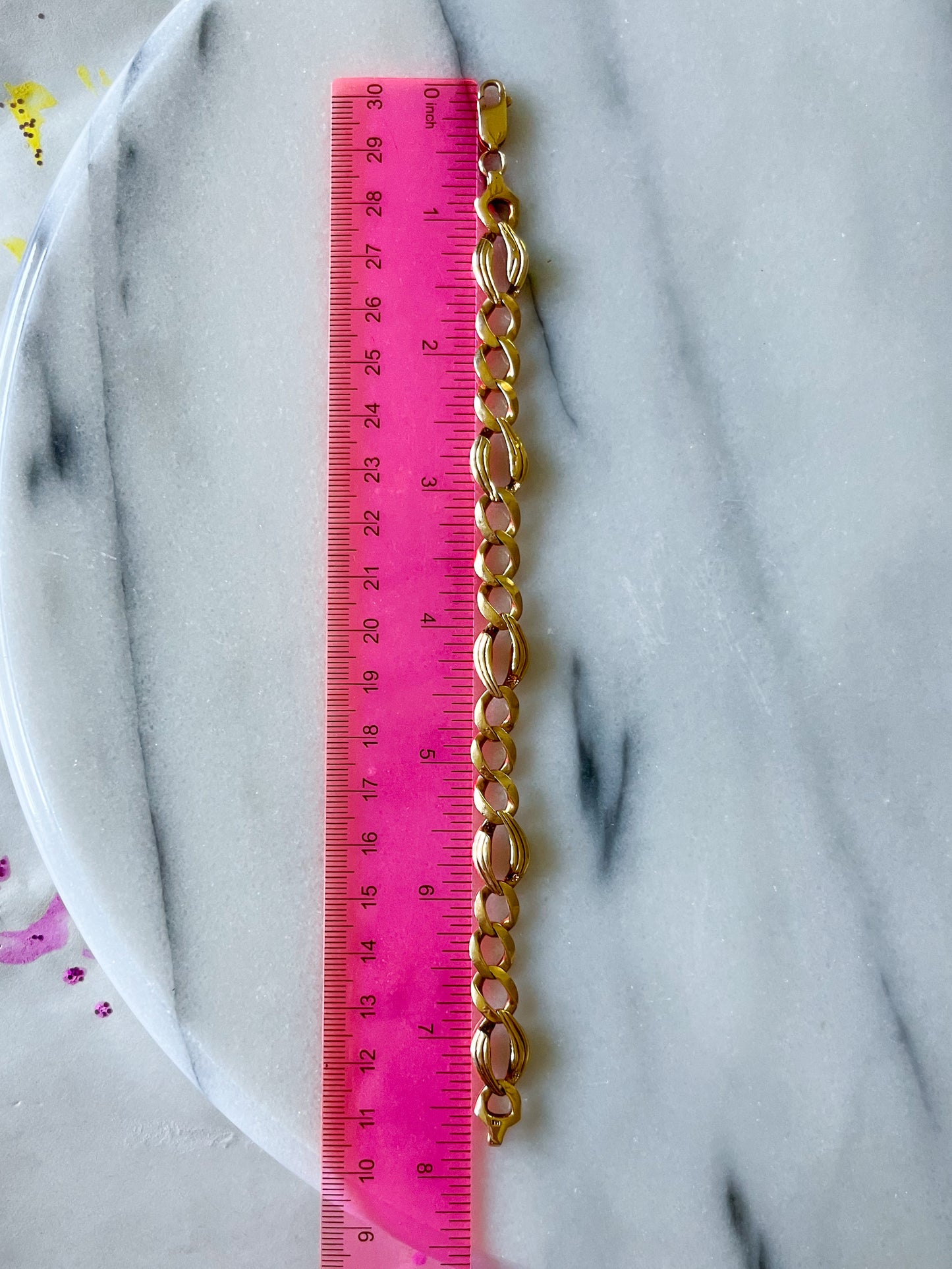 Vintage 14k Yellow Gold Curb Chain Open Link 8 Inch Bracelet