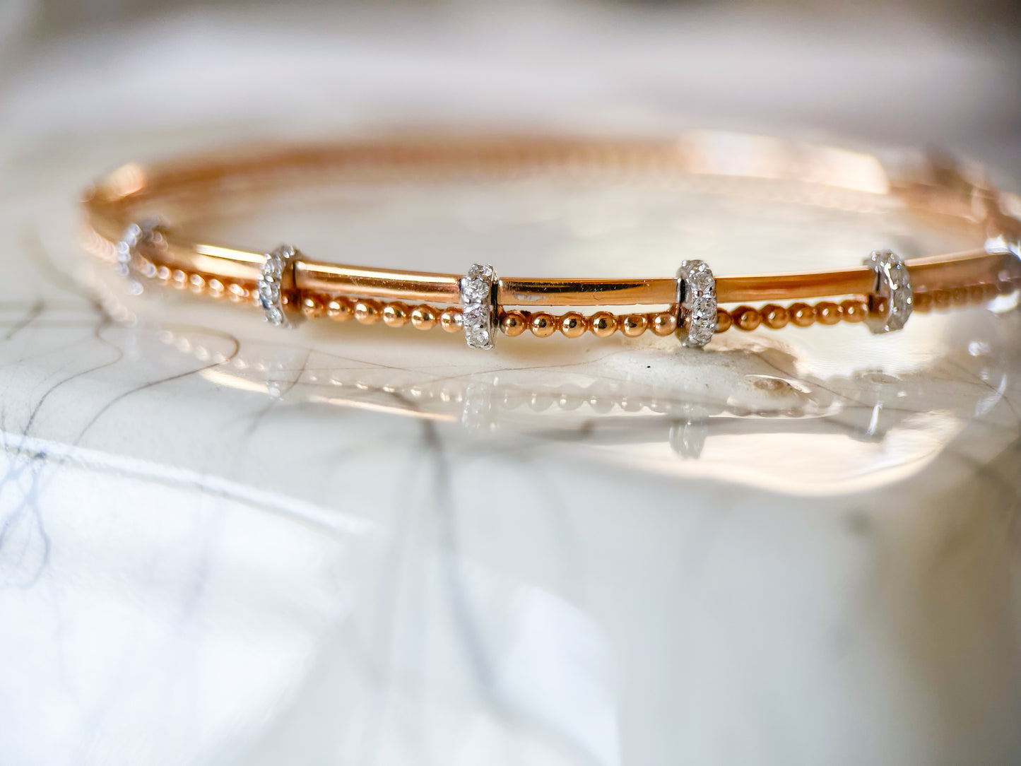 18k Rose Gold Natural Diamond Bangle