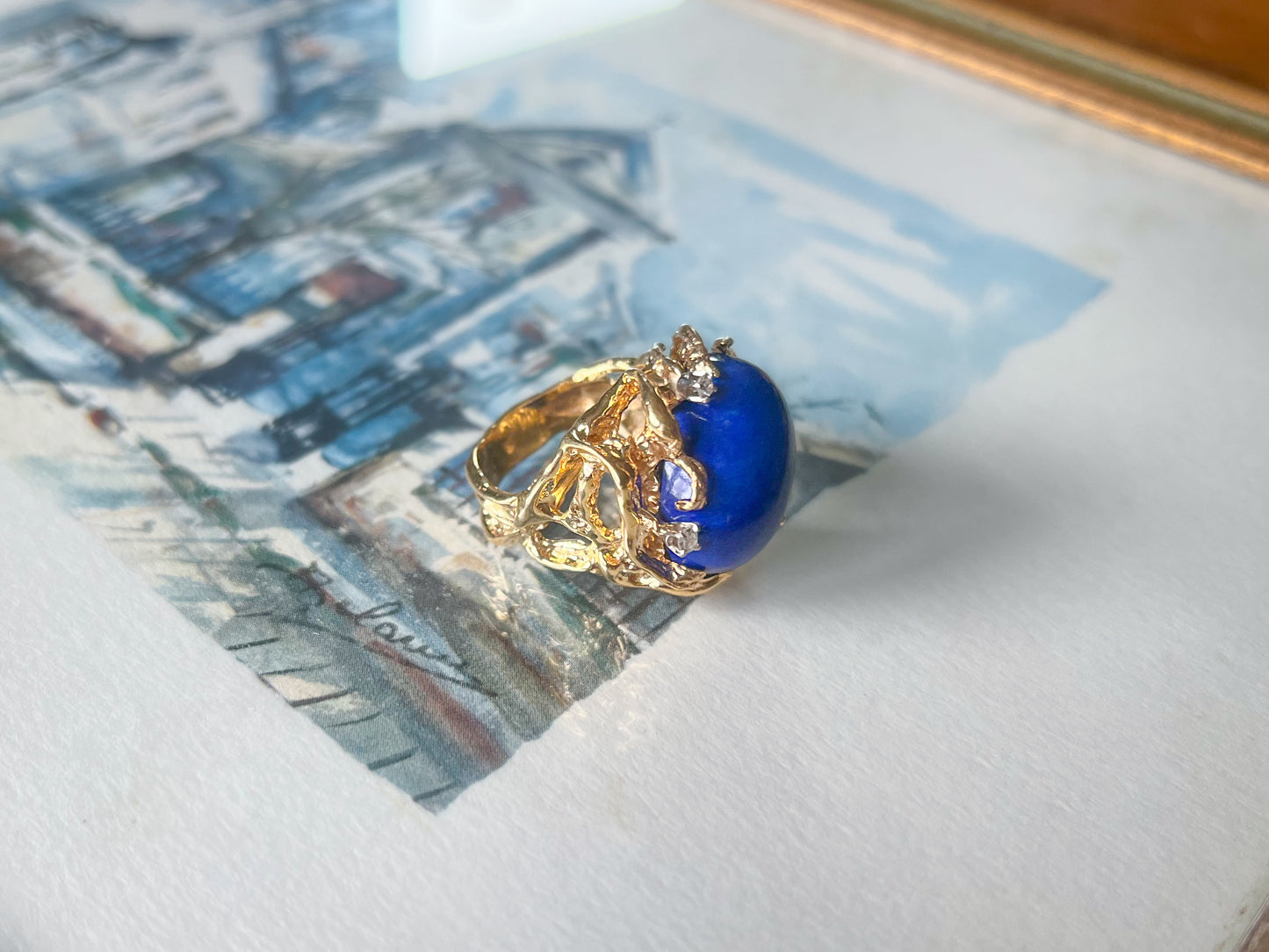 Vintage Lapis Lazuli 18k Gold Ring - Circa 1960s