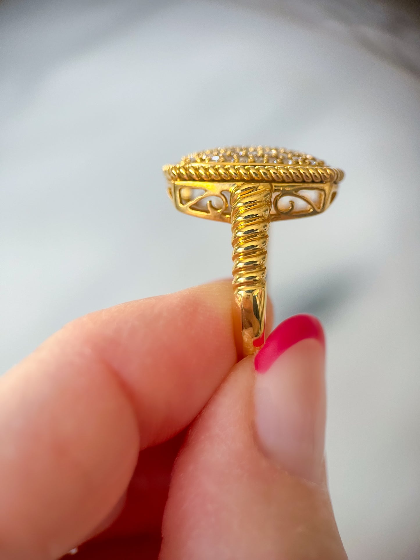 Vintage Natural Diamond 18k Yellow Gold Ring