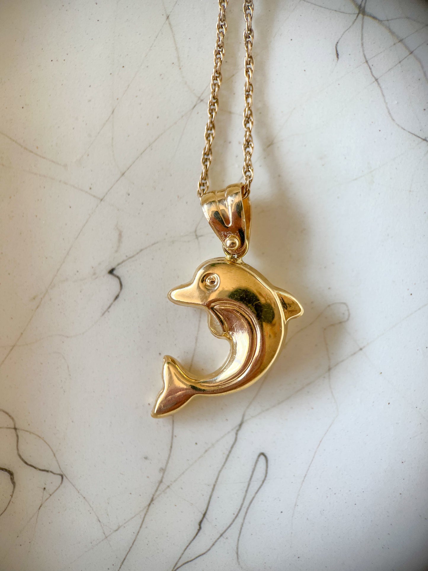 Vintage Dolphin Double Sided 18k Yellow Gold Charm