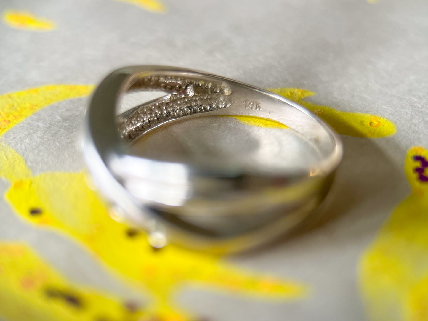 Vintage X Natural Diamond 14k White Gold Ring