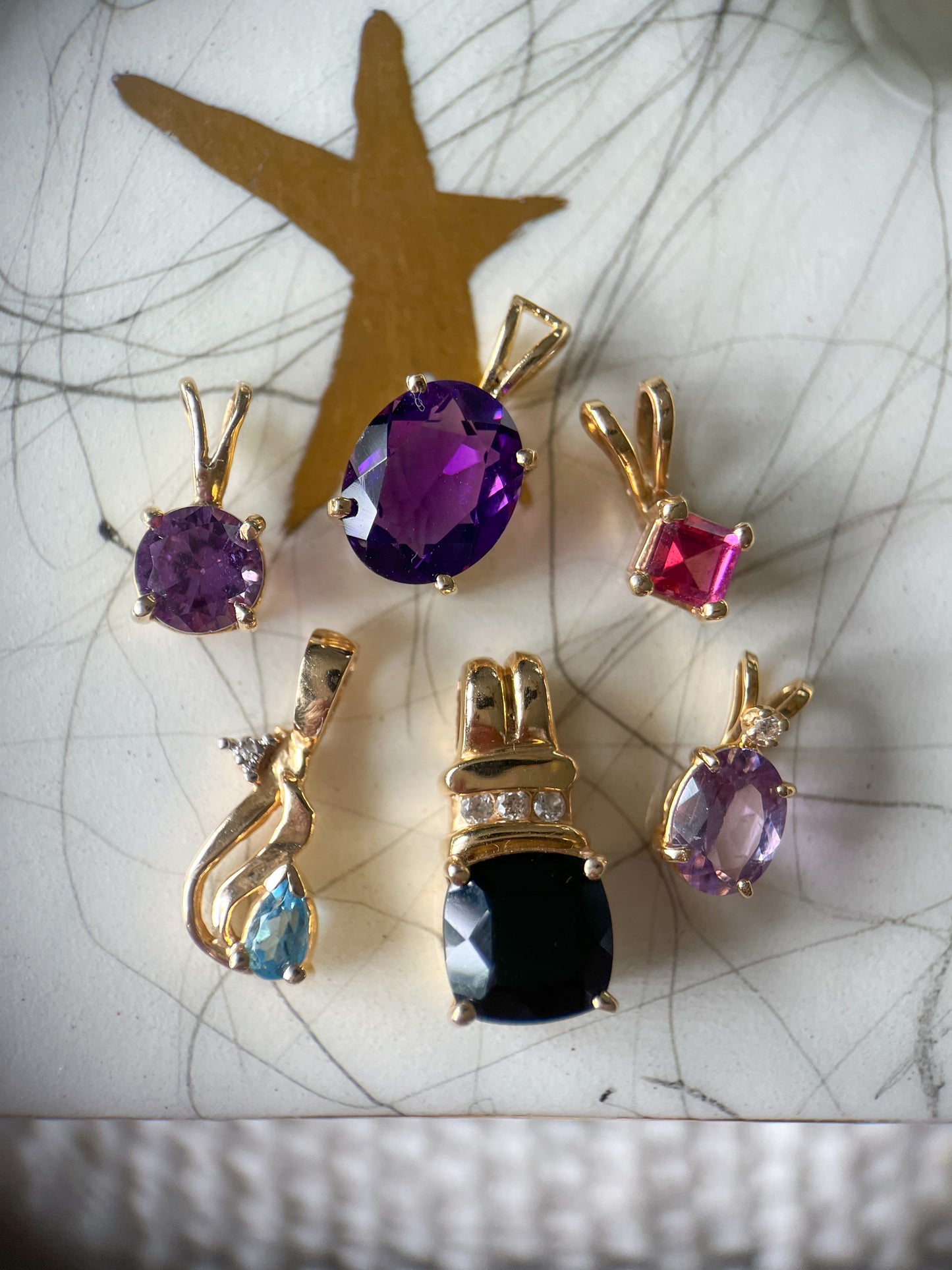 Vintage Pear Shaped Topaz with Natural Diamond 14k Yellow Gold