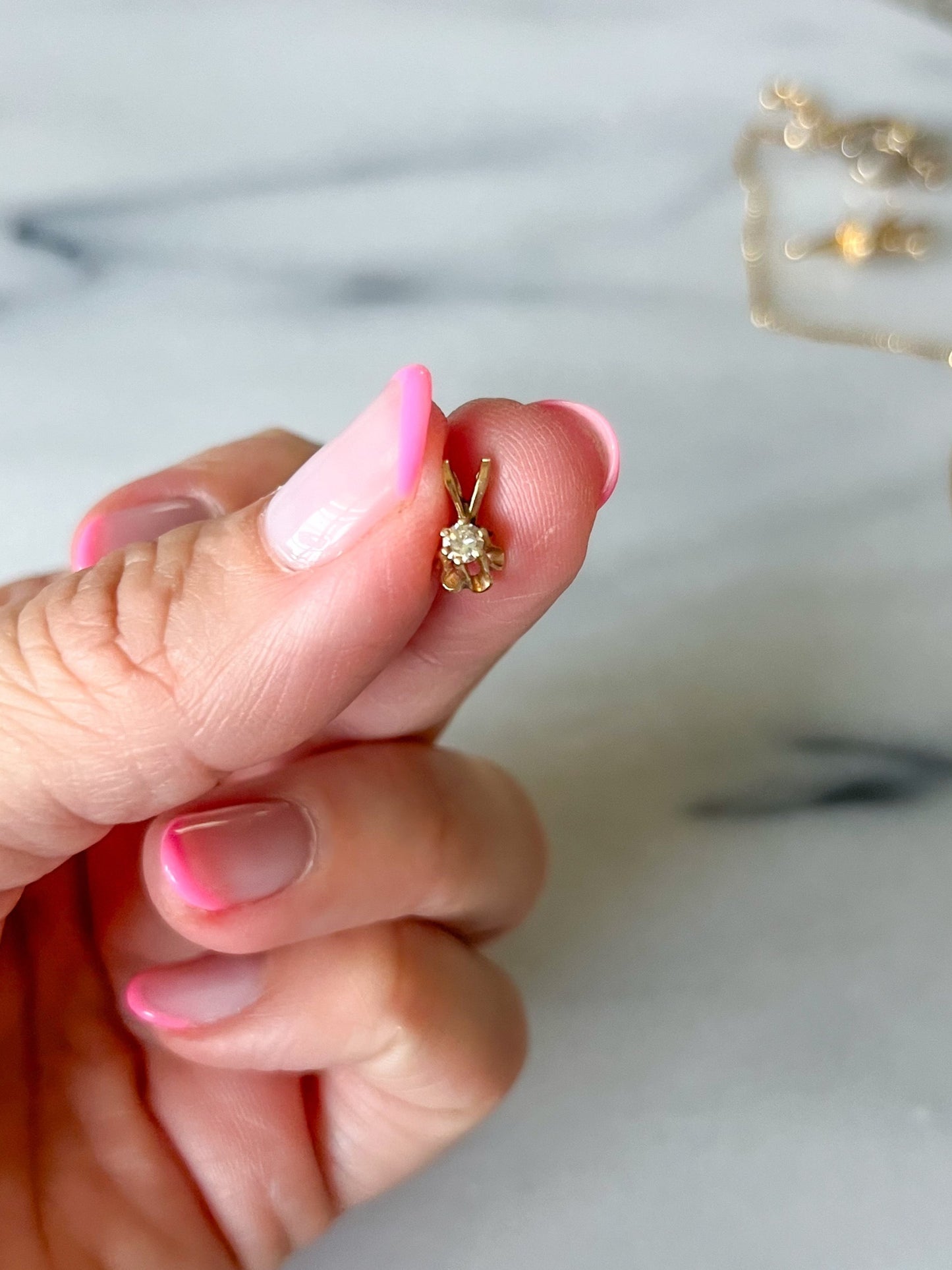Vintage Natural Diamond Mini Charm 14k Yellow Gold Charm
