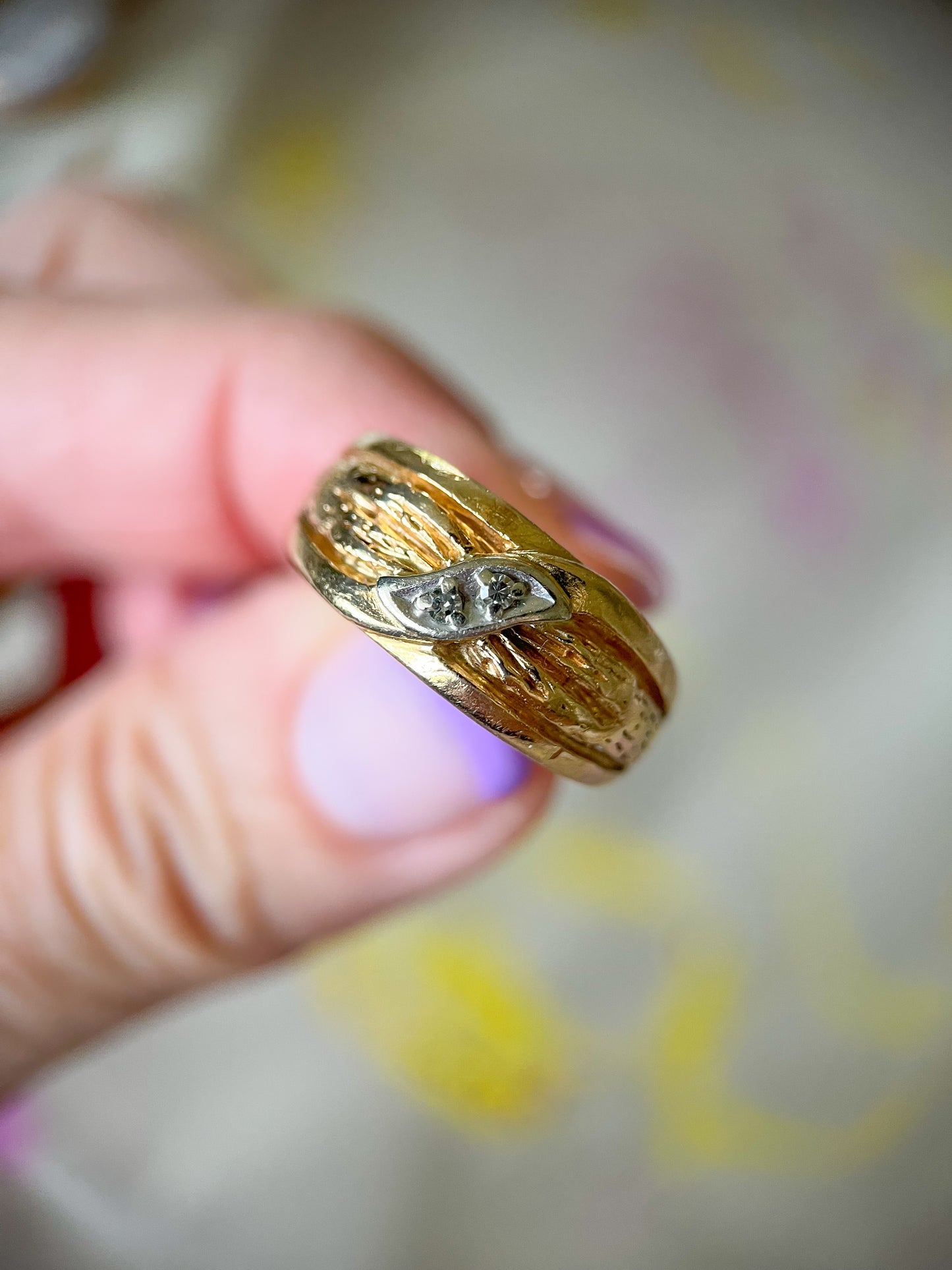 Vintage Natural Diamond 14k Yellow Gold Ring