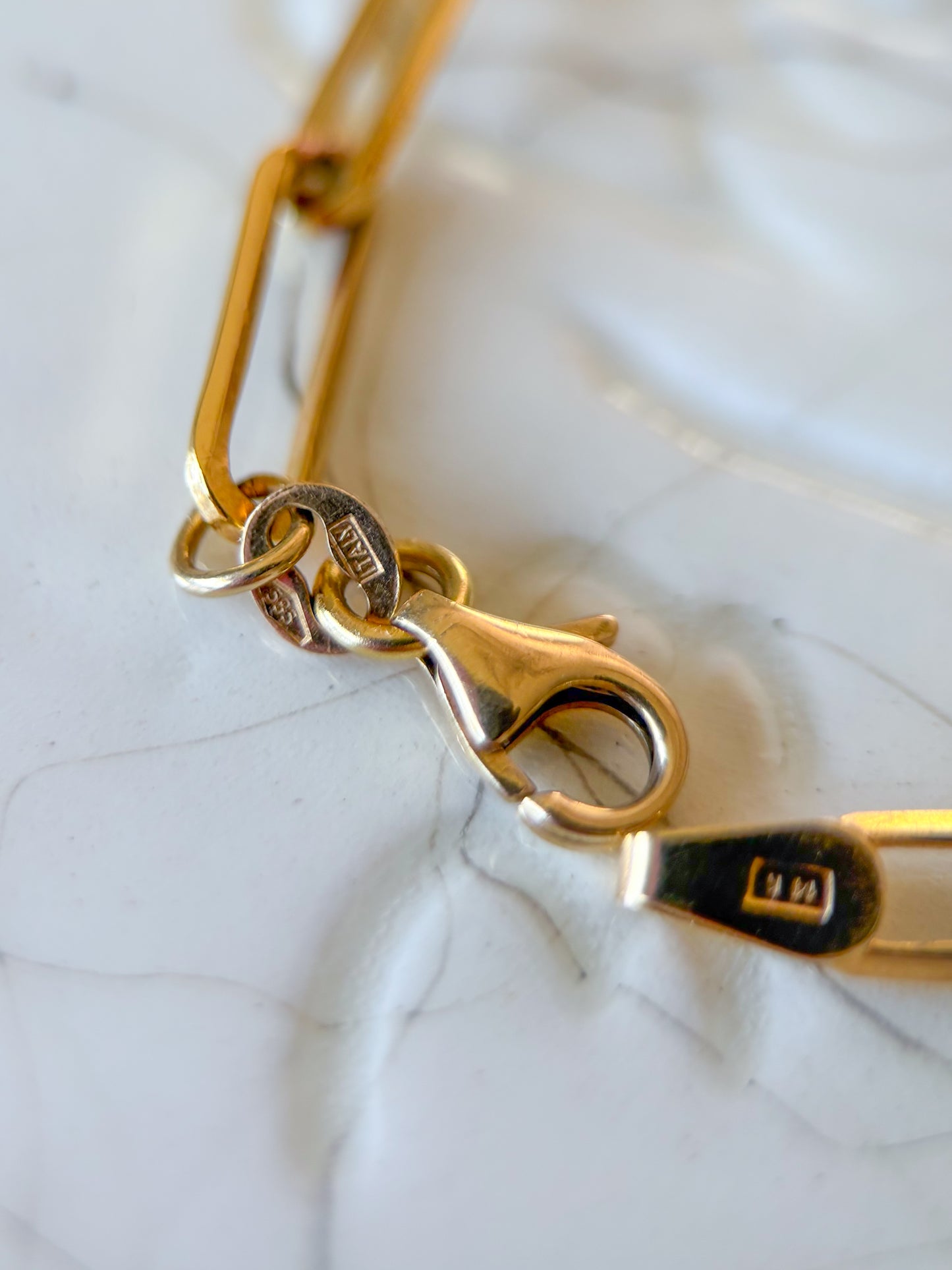 Vintage Paperclip 14k Yellow Gold 6.5 Inch Bracelet