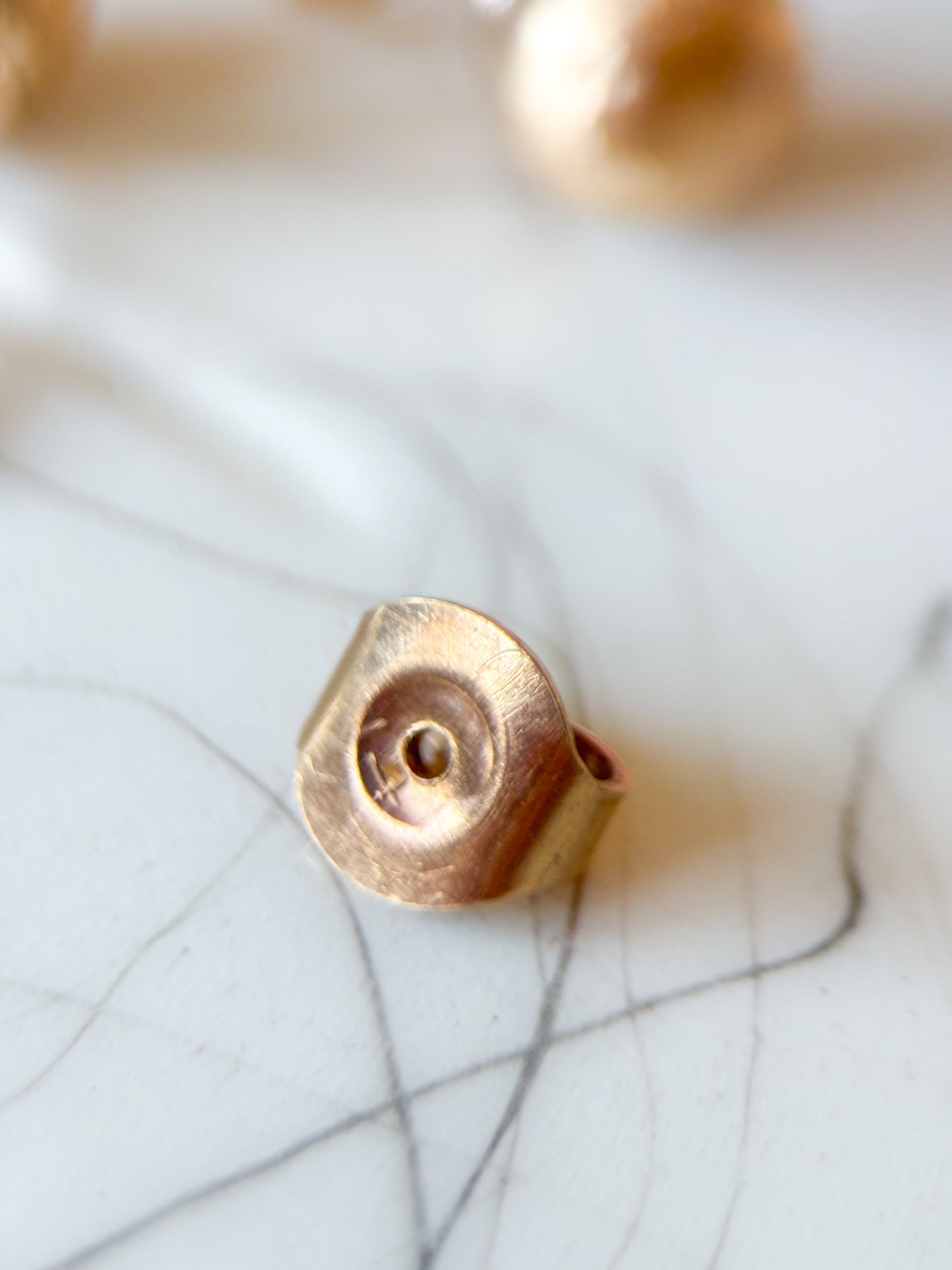 Vintage Matte Ball 14k Yellow Gold Stud Earrings