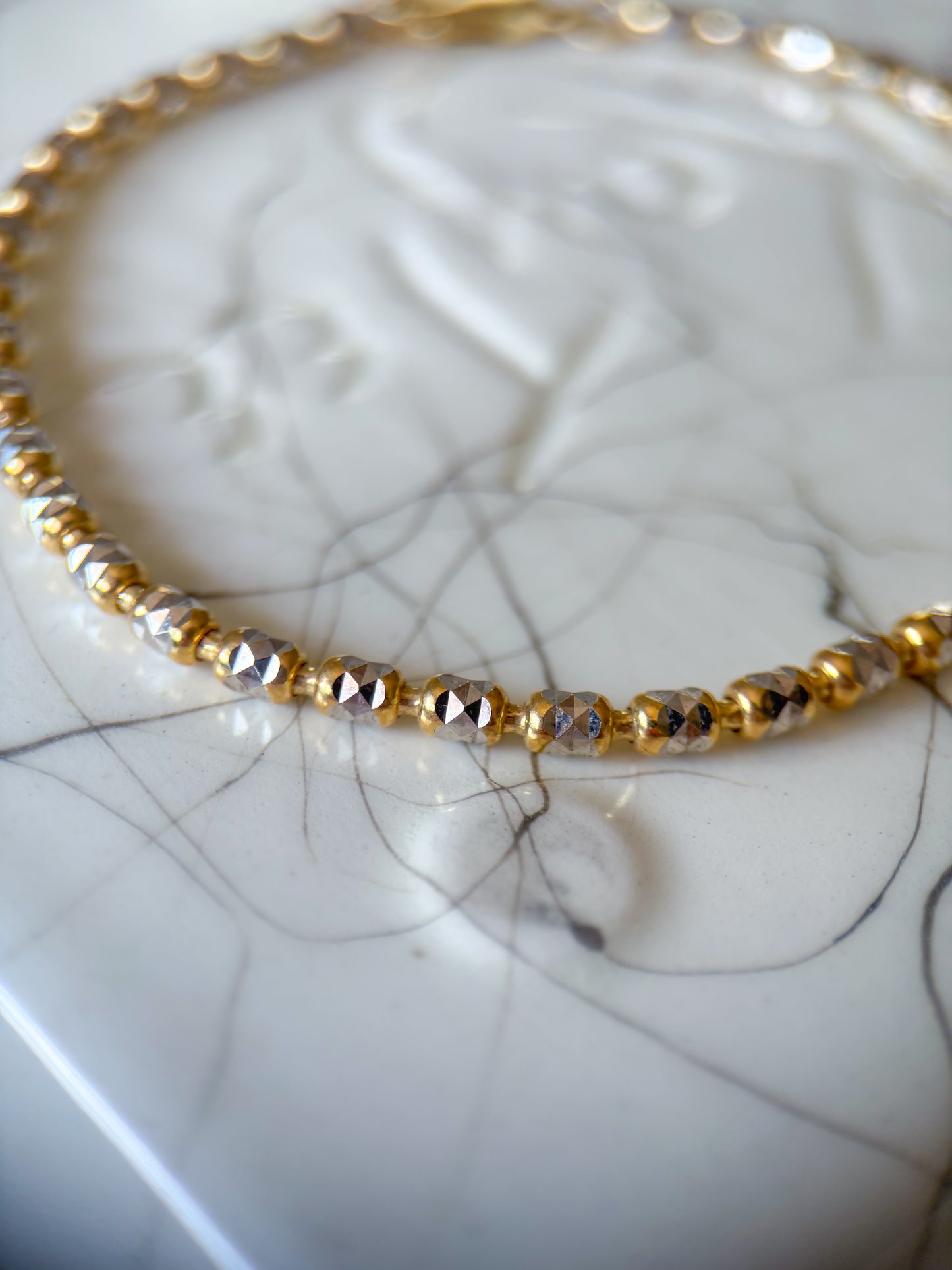 Vintage Two Toned 10k Yellow and White Gold 8 Inch Bracelet