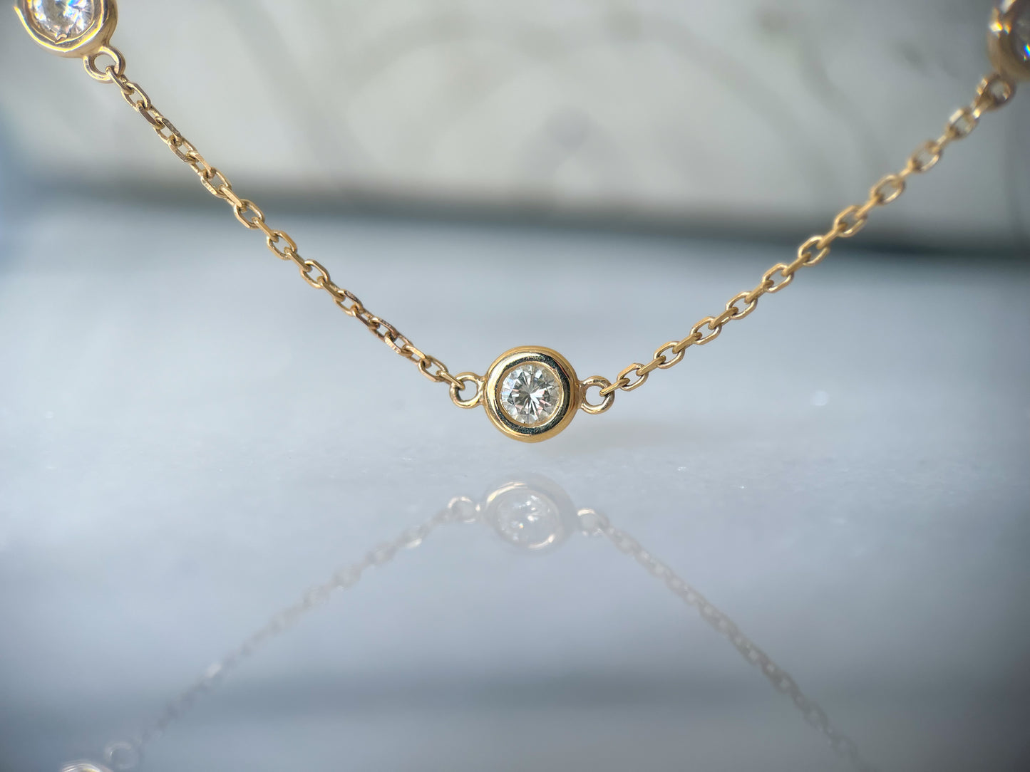 Natural Diamond by the Yard 16 Inch Chain Necklace in 14k Yellow Gold