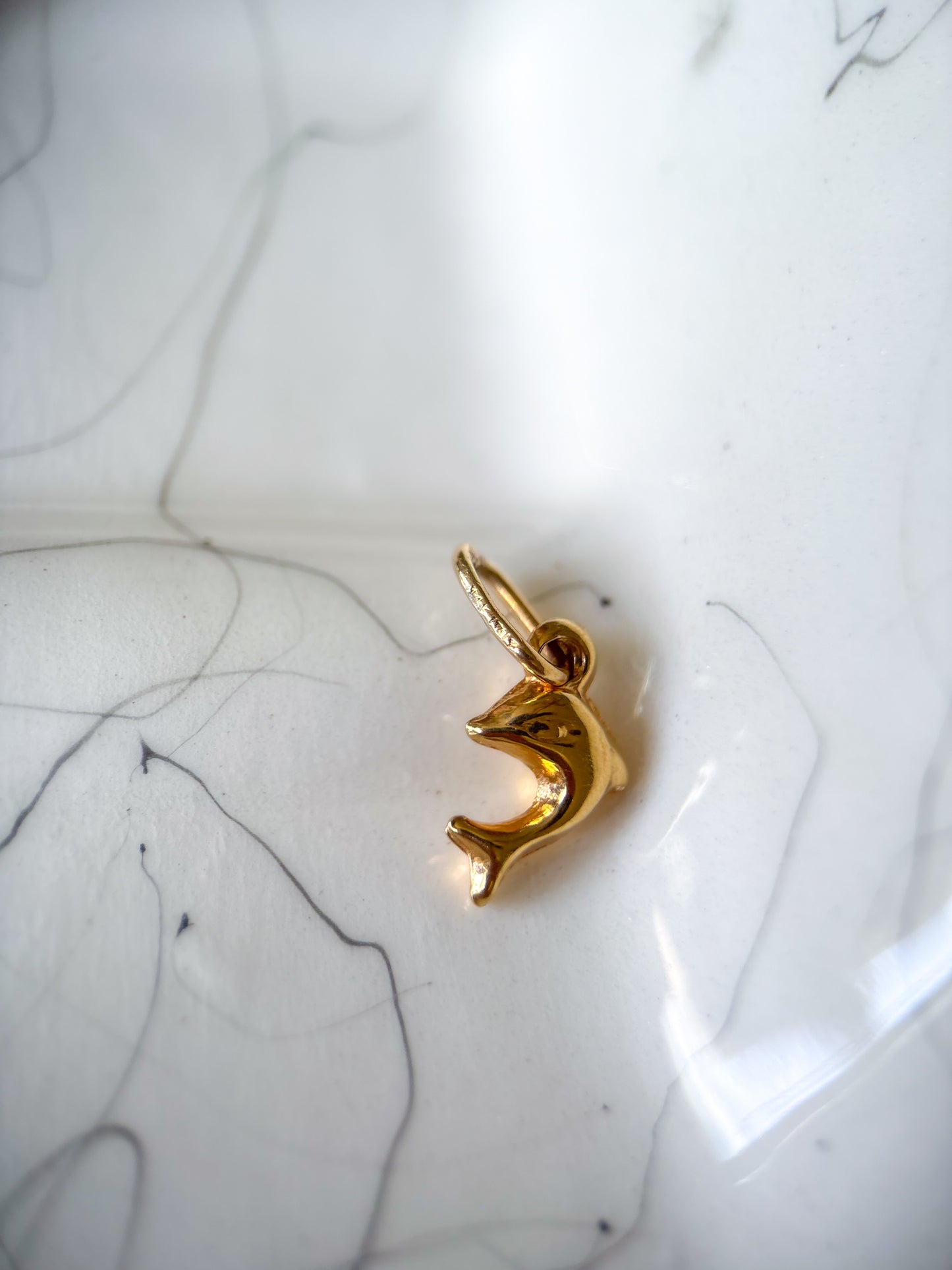 Vintage Mini Dolphin 14k Yellow Gold Charm