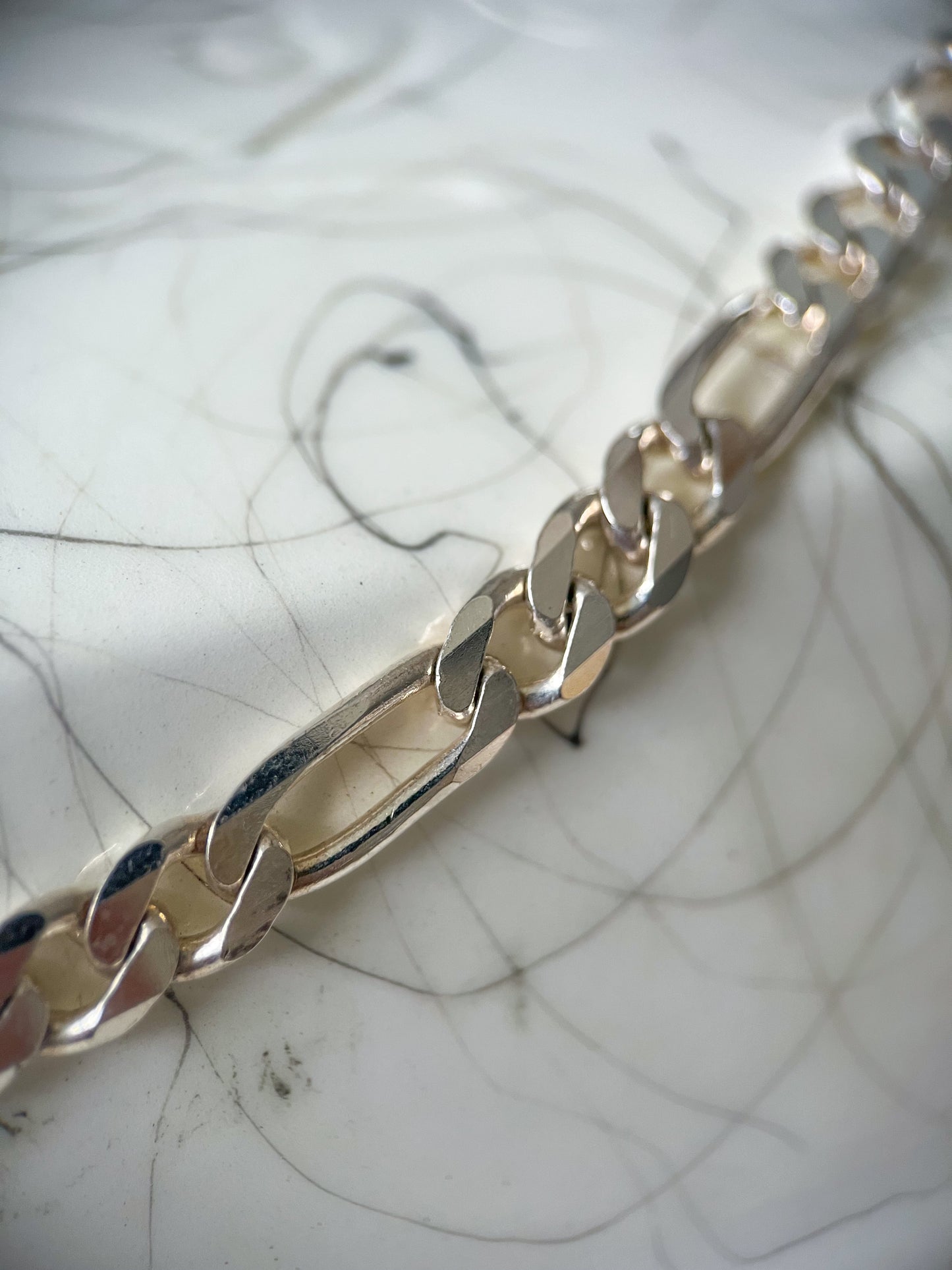 Vintage Figaro Chain Sterling Silver 20 Inch Chain Necklace, circa 1990s
