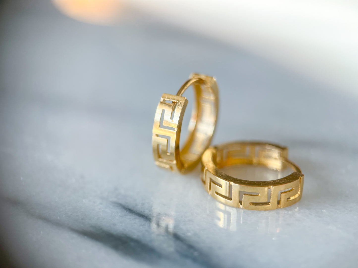 14k Yellow Gold Greek Style Huggies