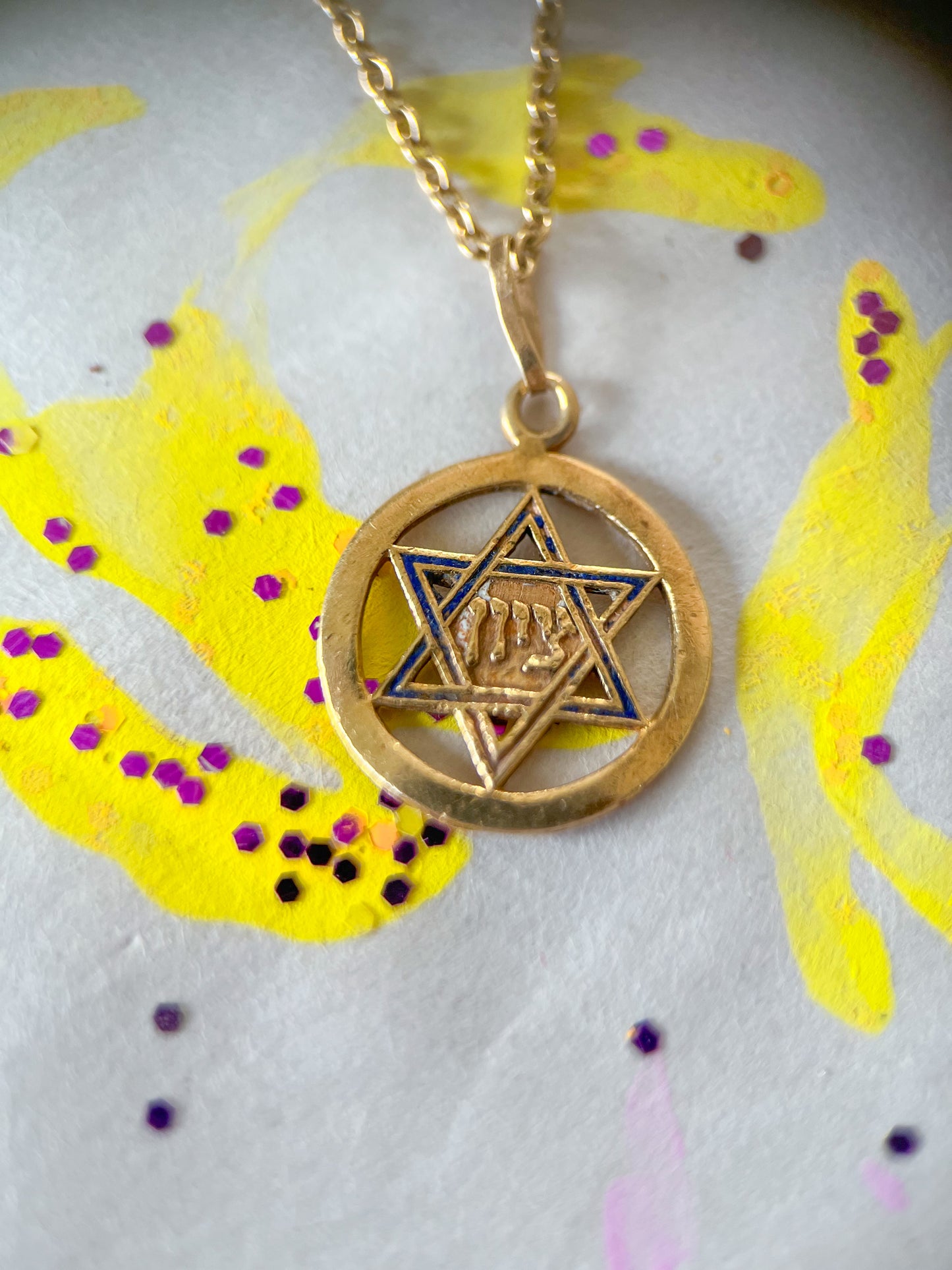 Two Vintage Star of David Charms 14k Yellow Gold Pendants