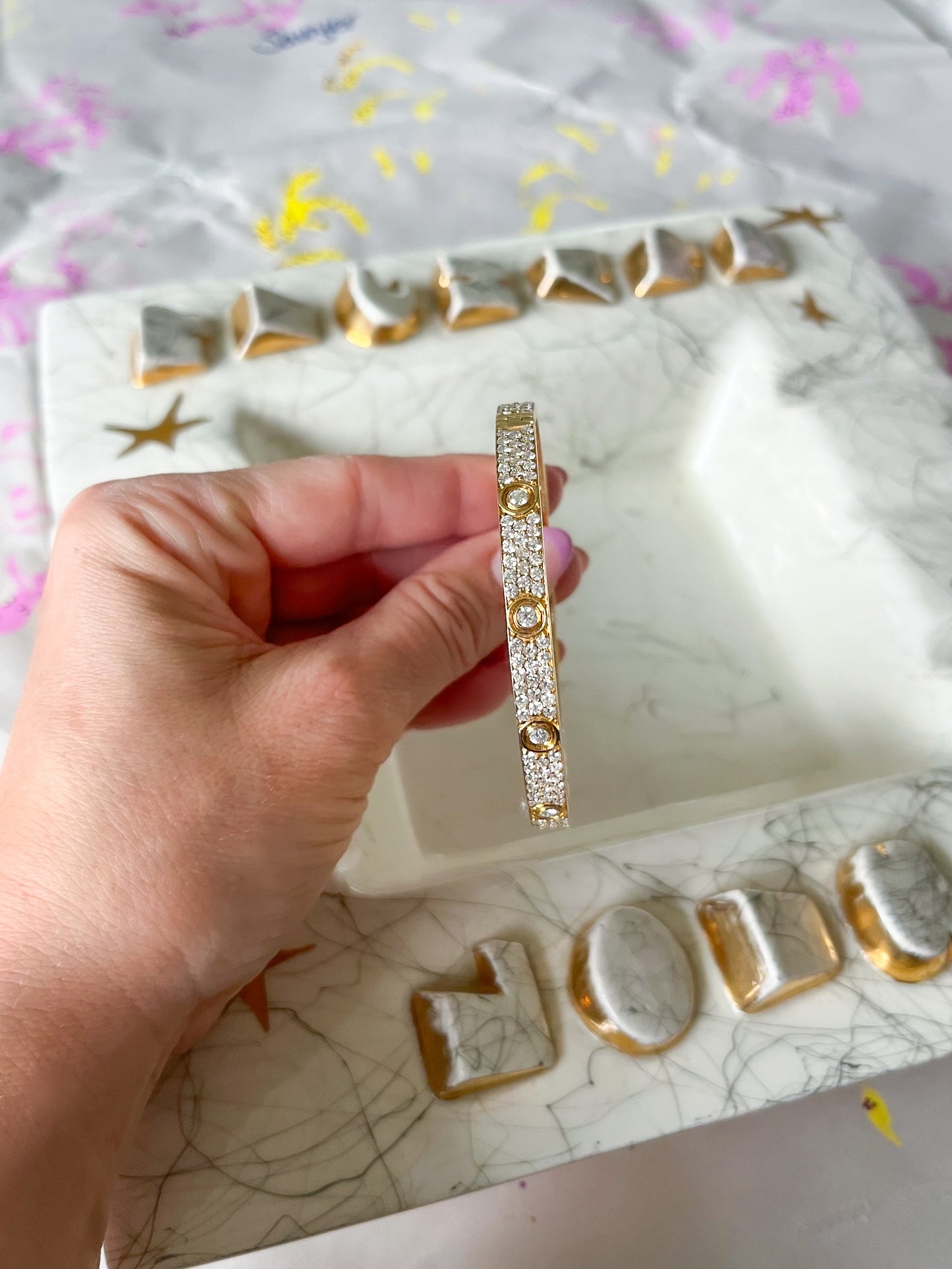 14k Yellow Gold and Natural Diamond Bangle