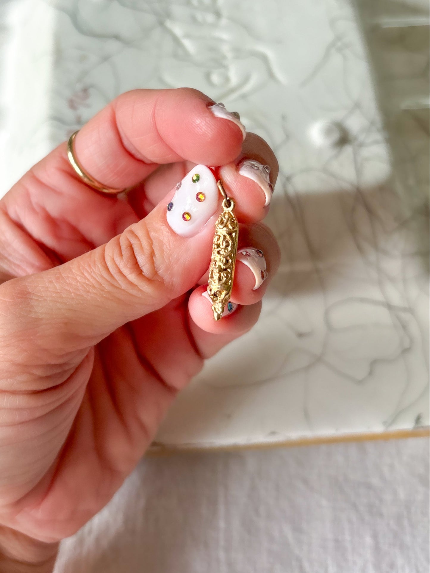 Vintage Mezuzah with Scroll 14k Yellow Gold Charm
