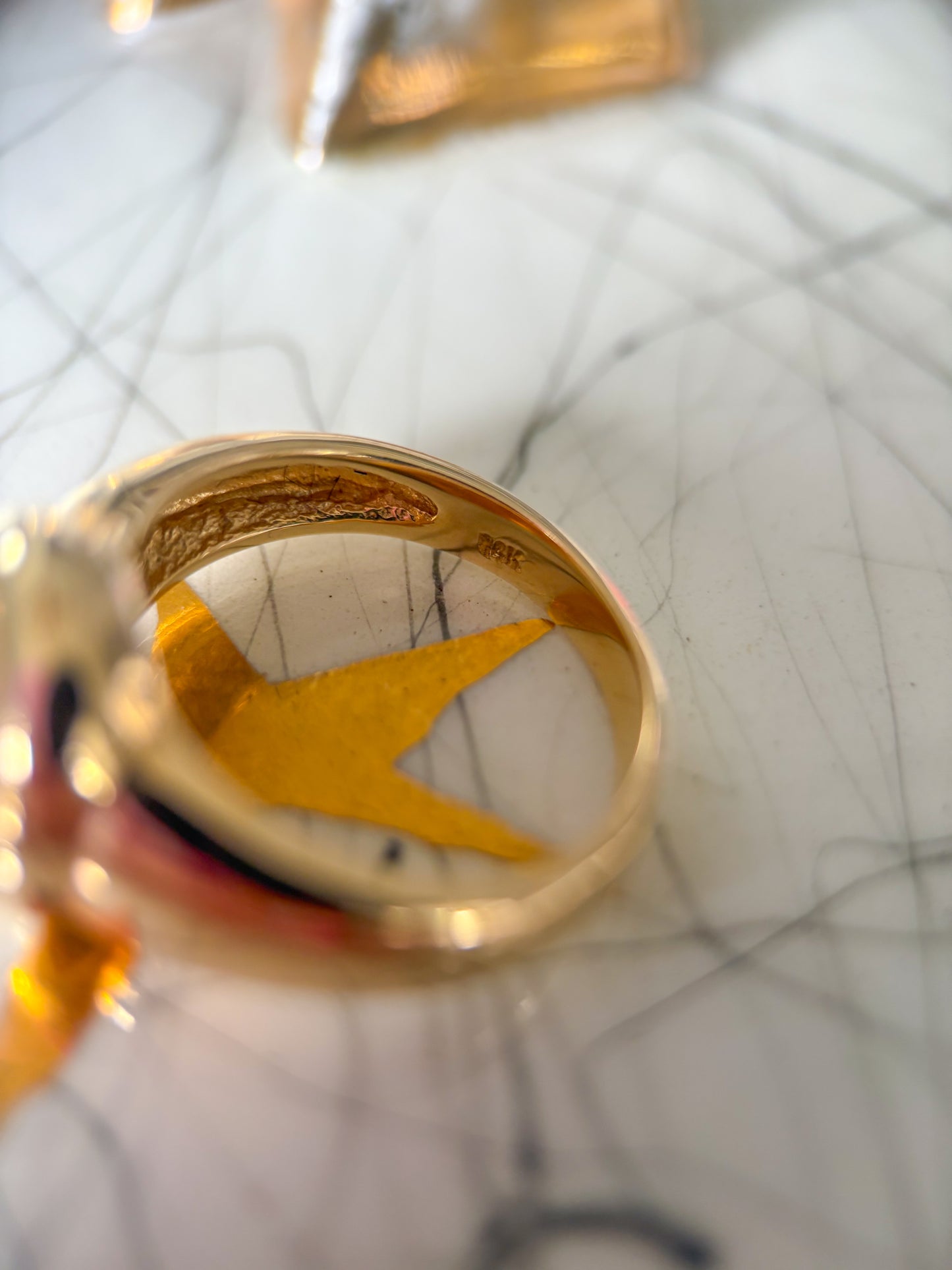 Vintage Large Natural Pearl 14k Yellow Gold Ring