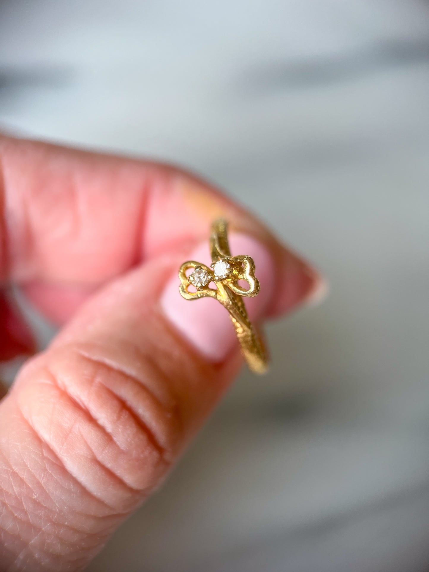 Vintage Natural Diamond 14k Yellow Gold Ring