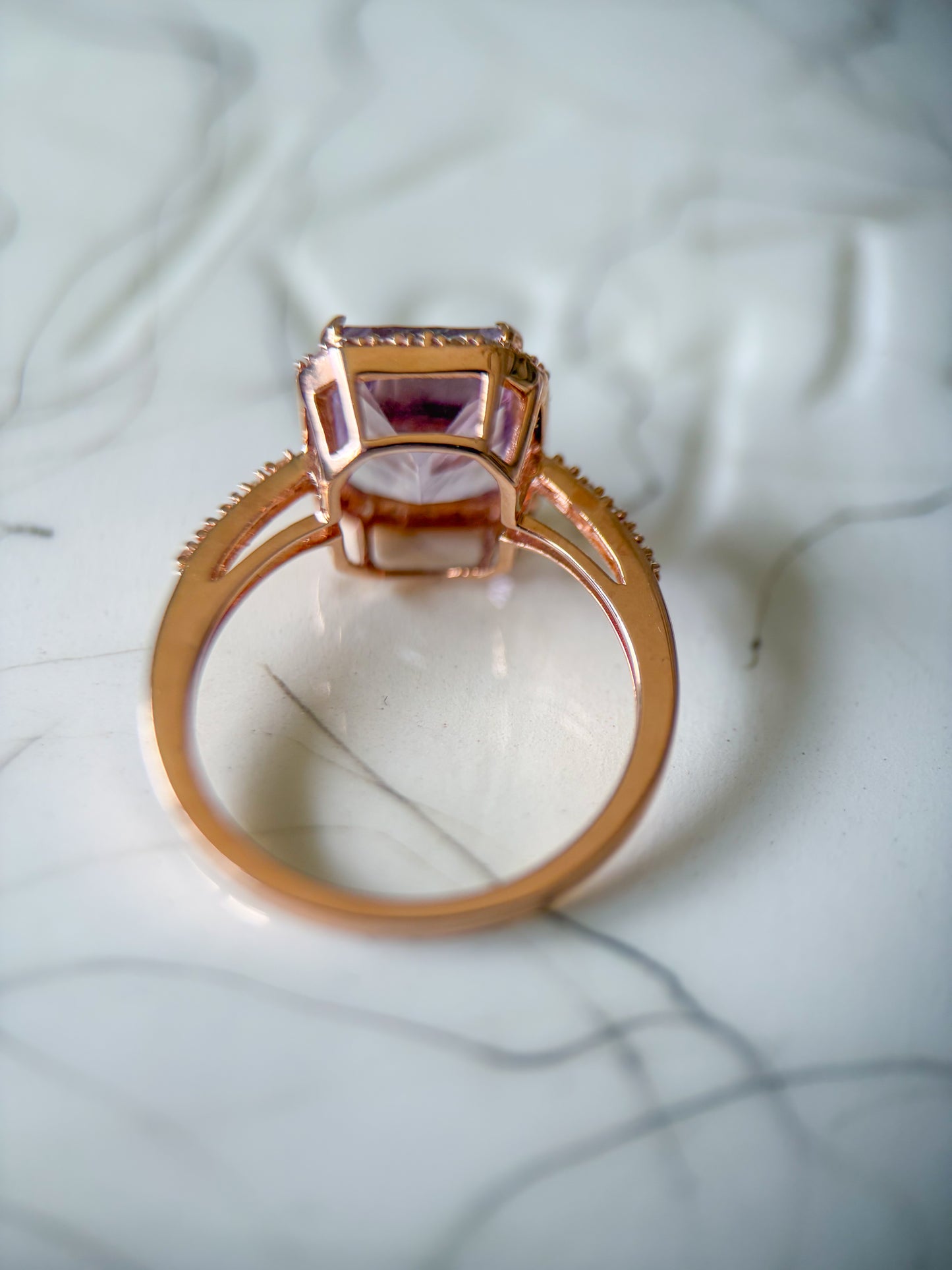 Vintage Amethyst and Natural Diamond 10k Rose Gold Ring