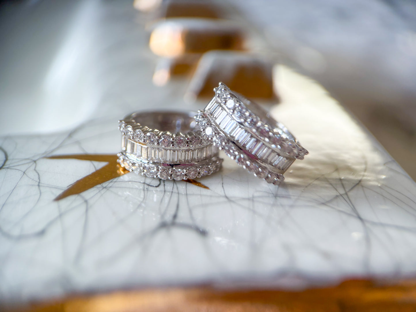 Vintage Natural Diamond 14k White Gold Huggies