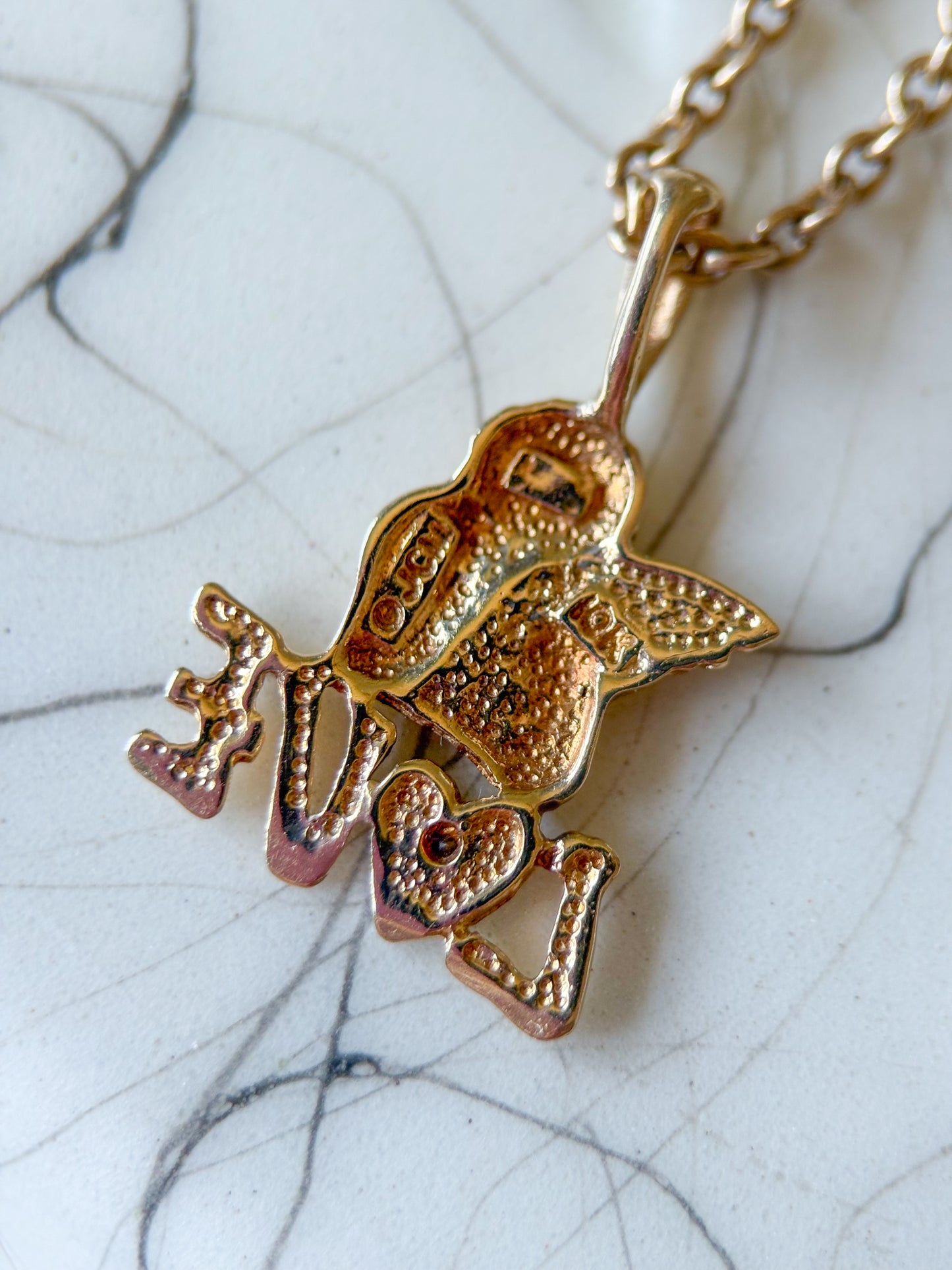 Vintage Cupid “Love” 10k Yellow Gold Charm