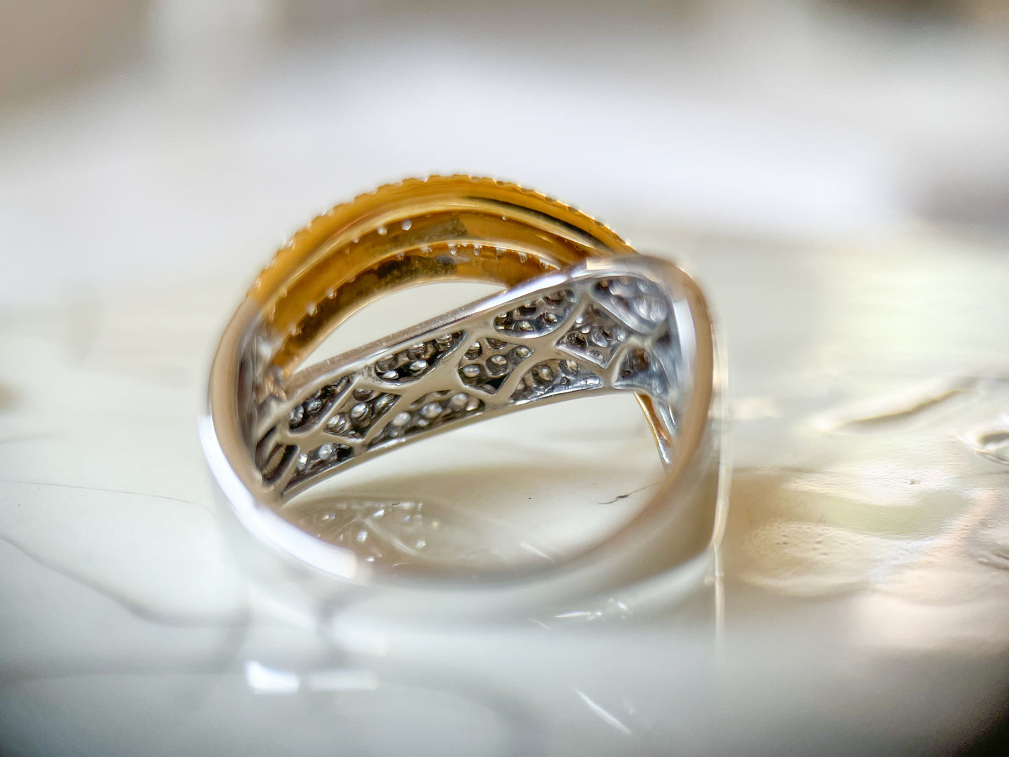 Natural Diamond Two Toned 14k Yellow and White Gold Ring