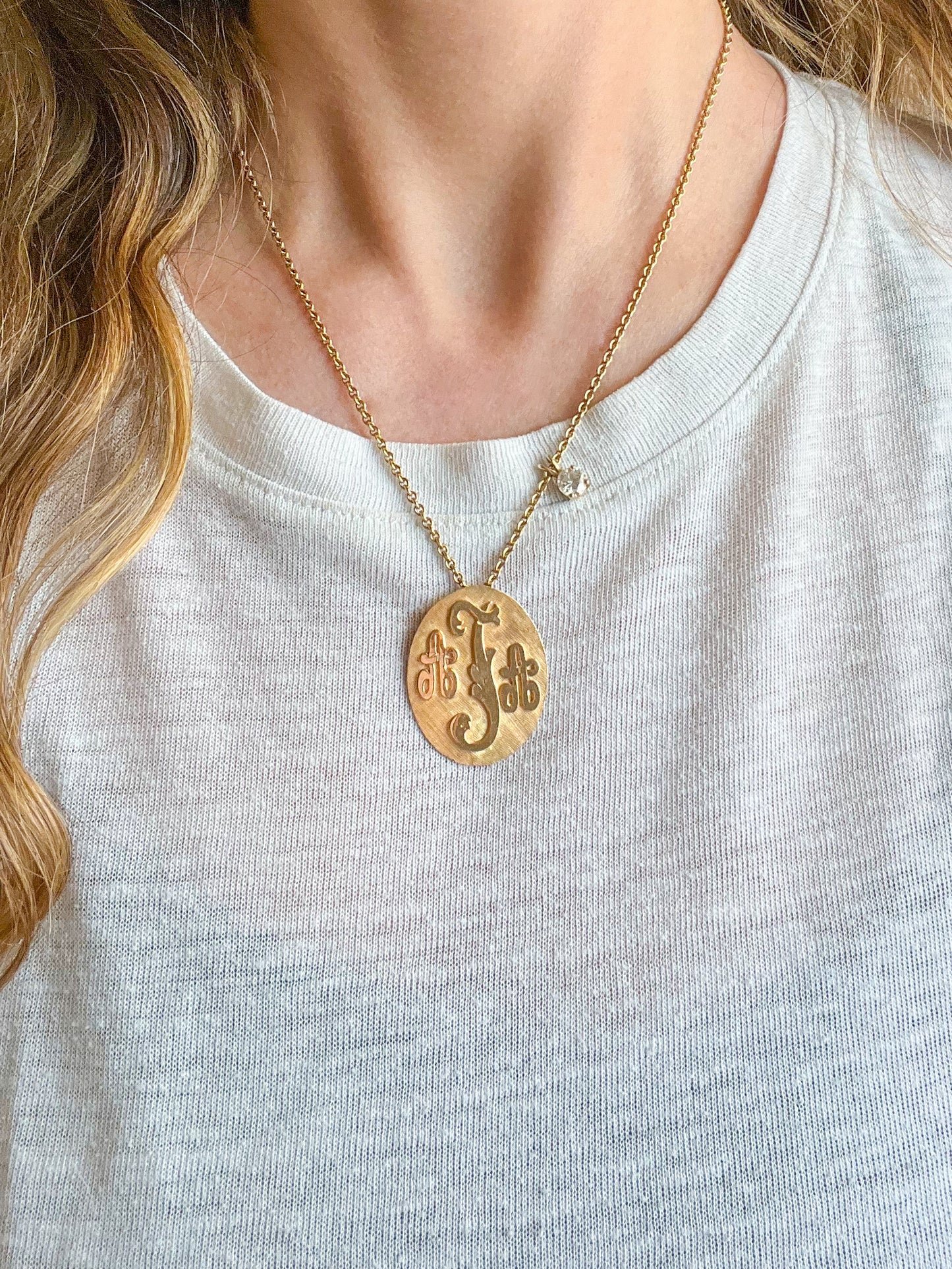 Vintage "AAT" Initial 14k Yellow Gold Pin and Pendant, circa 1980