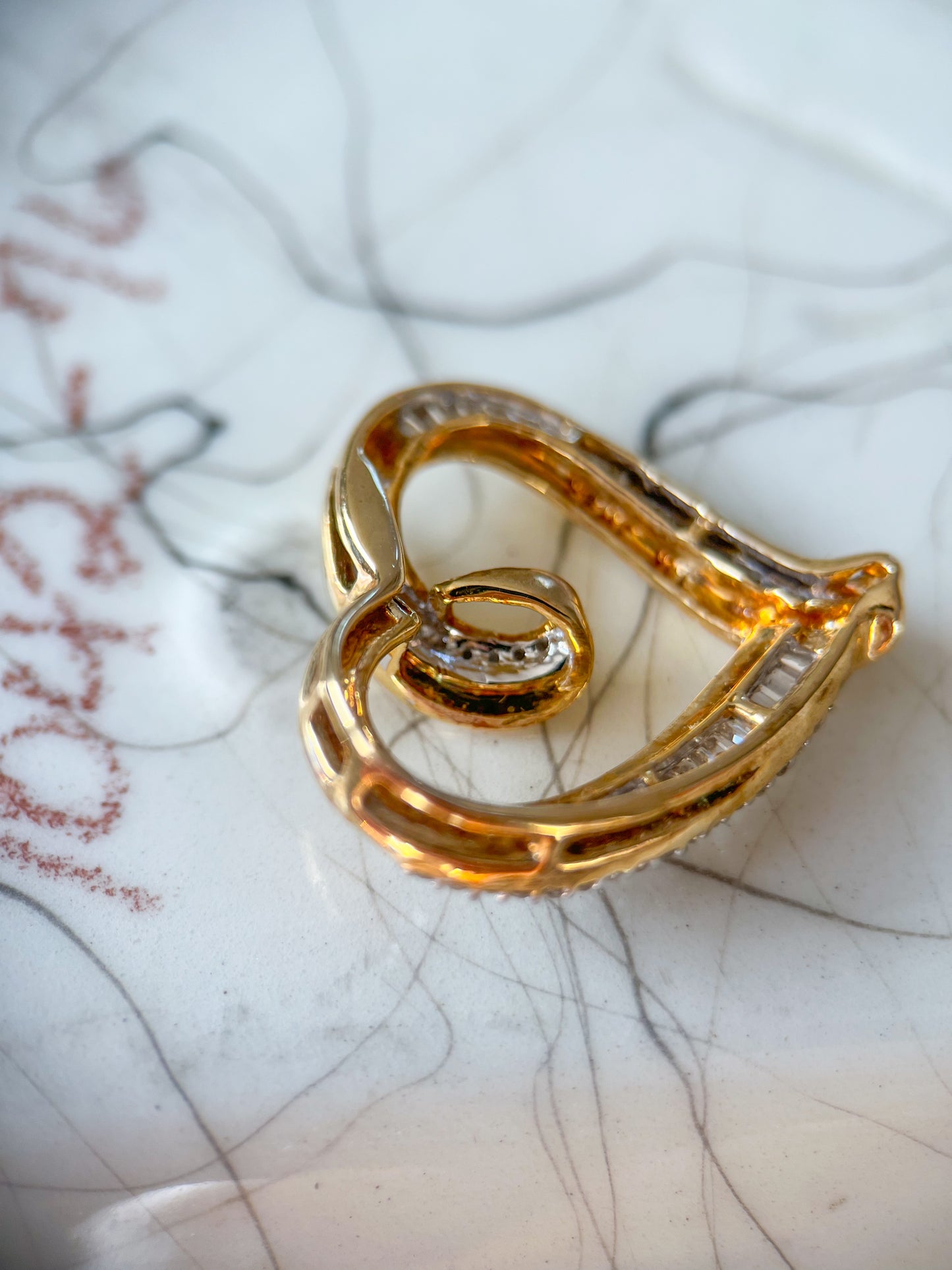 Vintage Natural Diamond Heart 10k Yellow Gold Charm