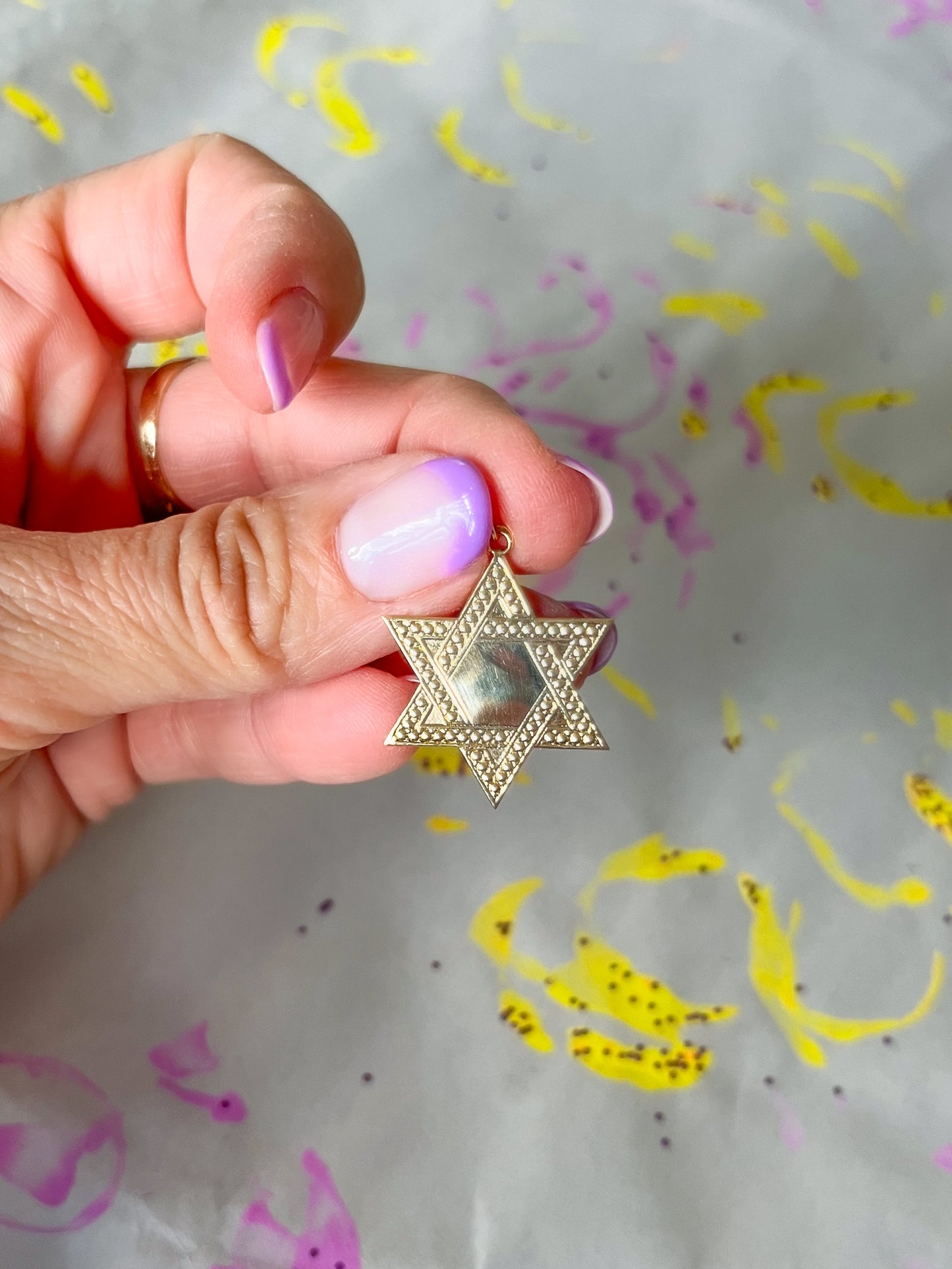 Two Vintage Star of David Charms 14k Yellow Gold Pendants