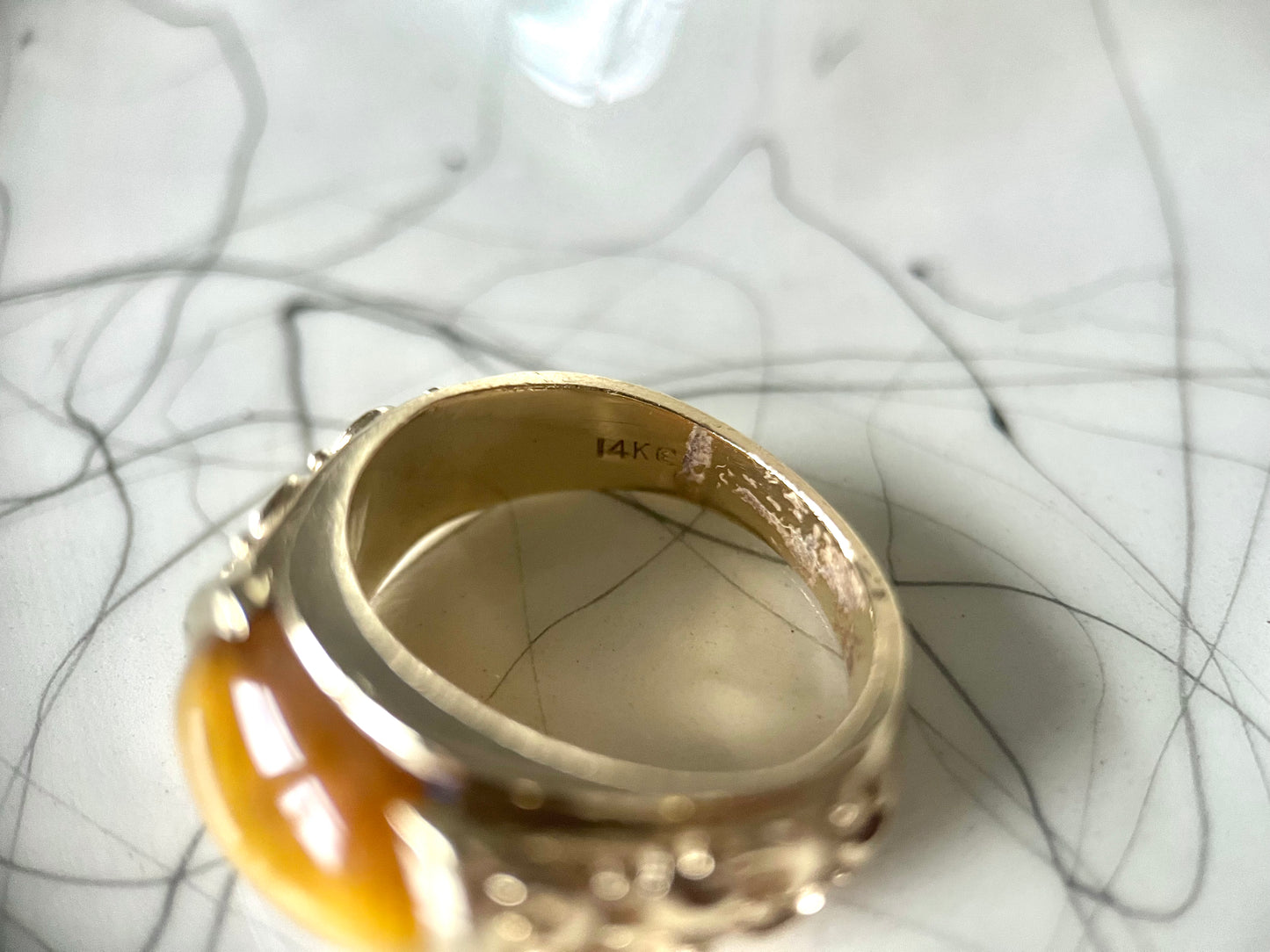 Vintage Tigers Eye 14k Yellow Gold Ring