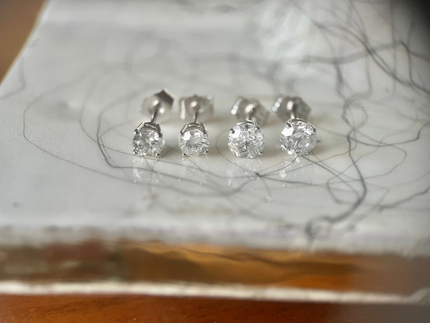 0.50cttw and 1.00 cttw Natural Diamond Stud Earrings, Mounted in 14k White Gold