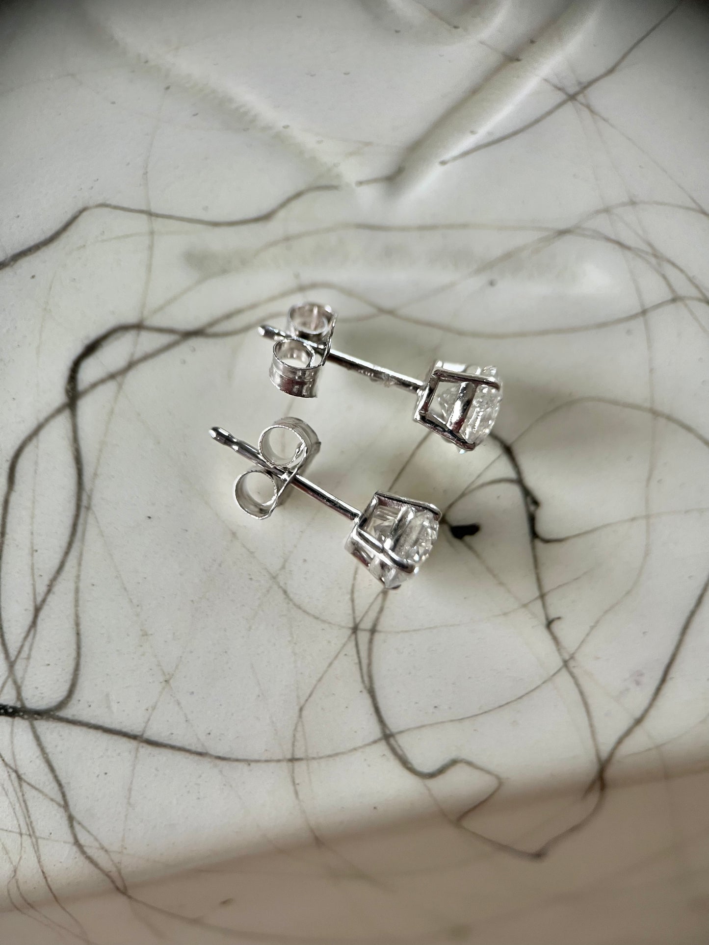 0.50cttw and 1.00 cttw Natural Diamond Stud Earrings, Mounted in 14k White Gold