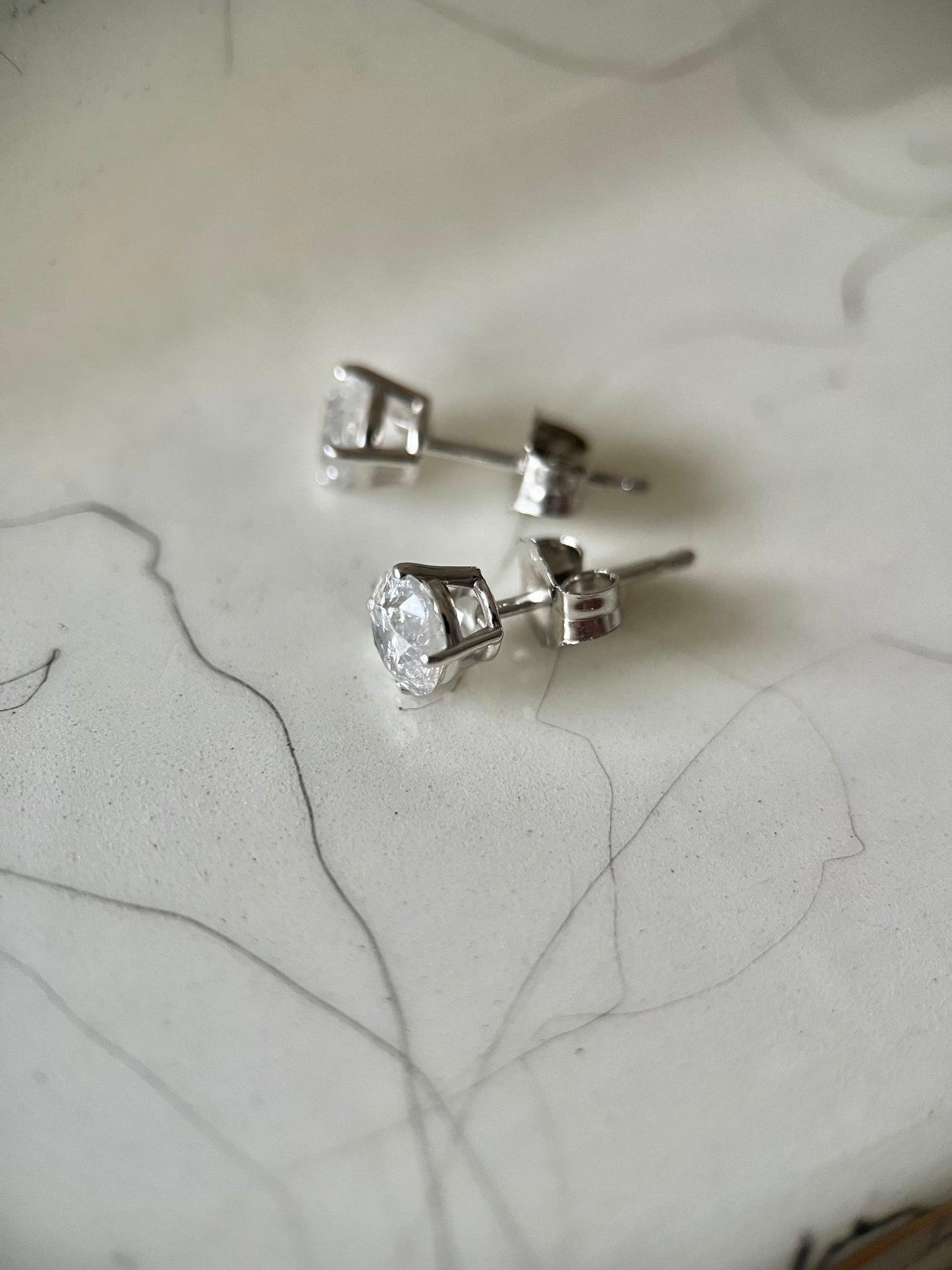 0.50cttw and 1.00 cttw Natural Diamond Stud Earrings, Mounted in 14k White Gold