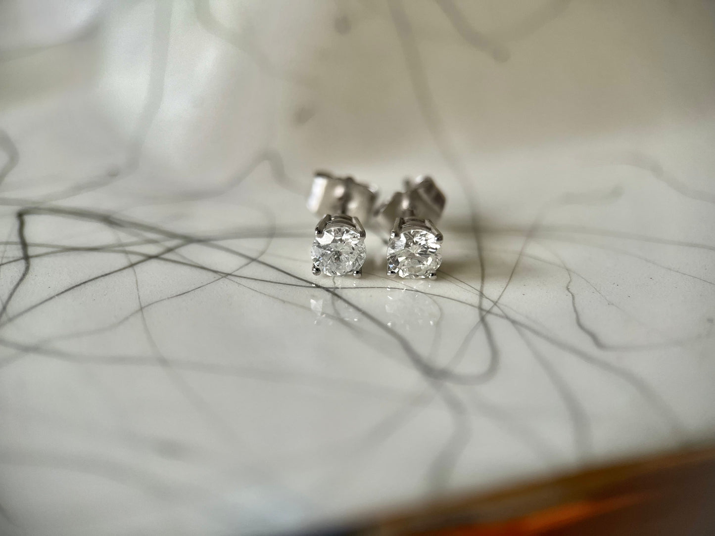 0.50cttw and 1.00 cttw Natural Diamond Stud Earrings, Mounted in 14k White Gold