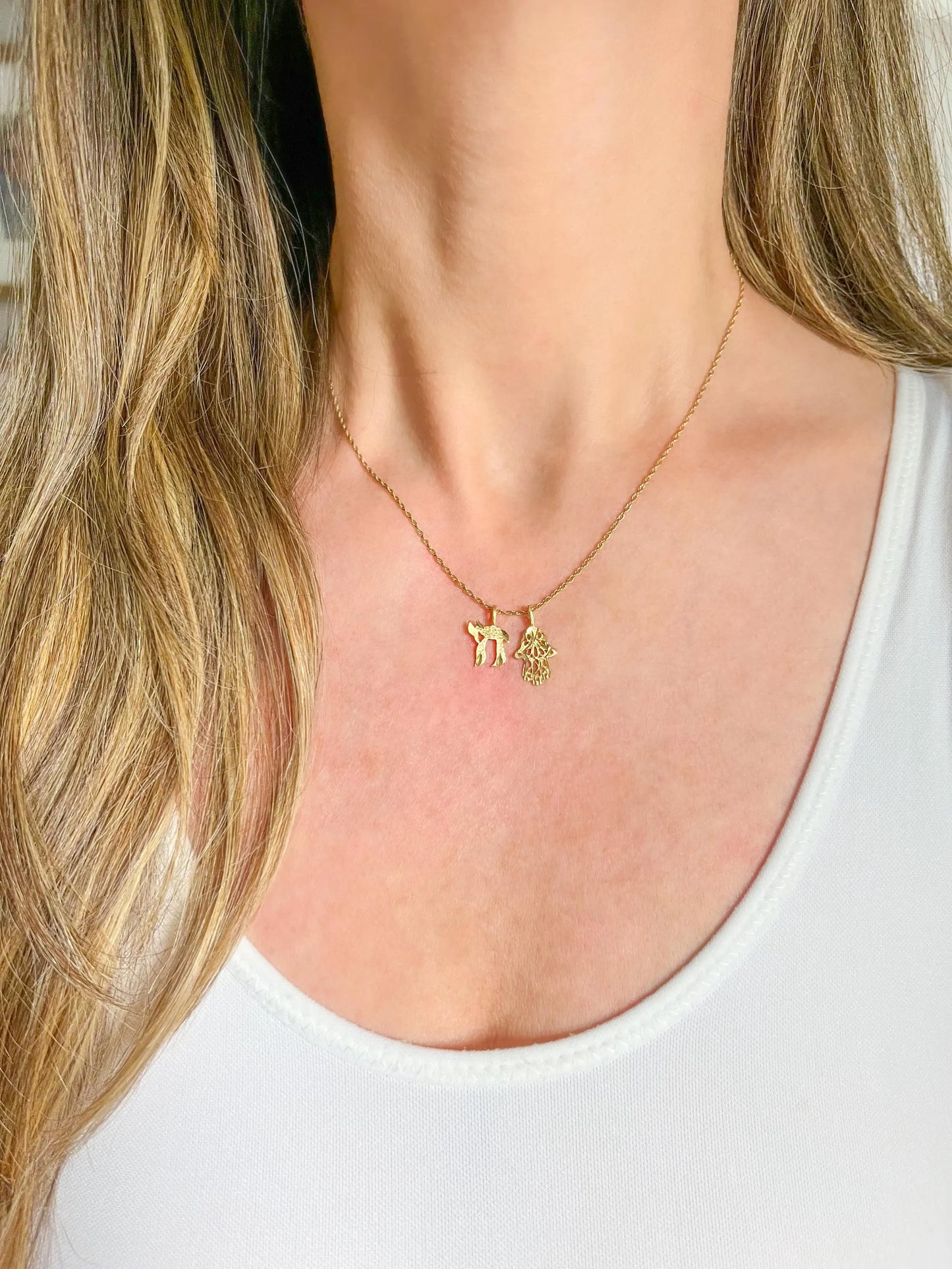 Vintage Small Filigree Hamsa 14k Yellow Gold Charm