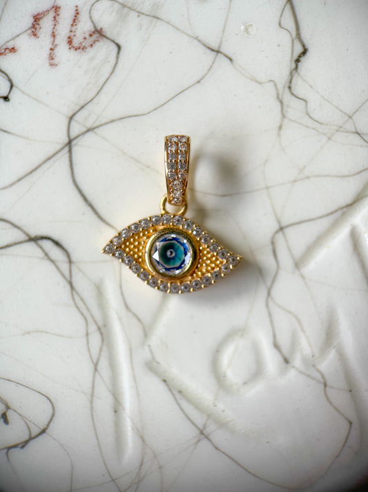 Evil Eye 10k Yellow Gold CZ Charm