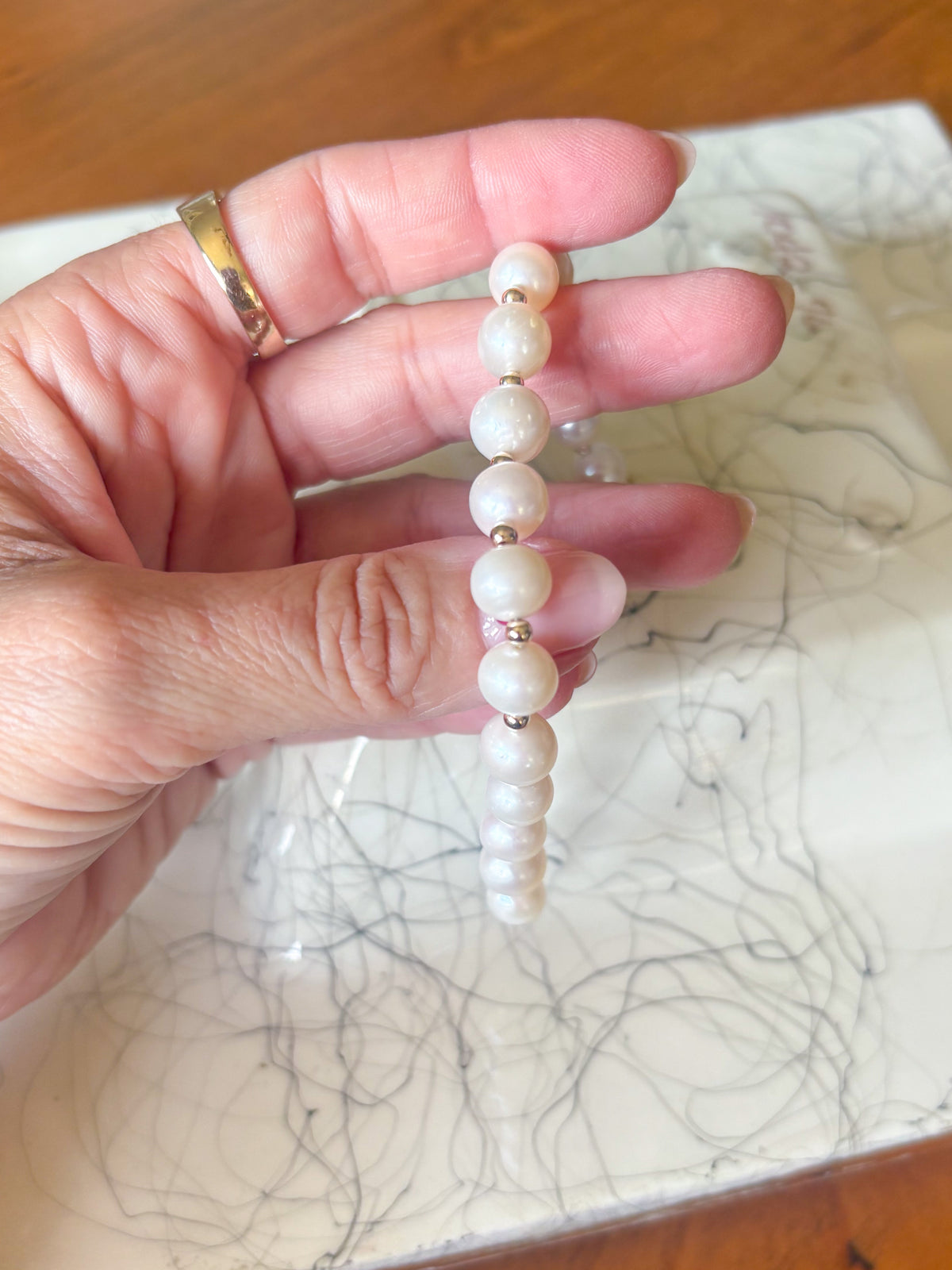 Natural Pearl 14k Yellow Gold 7 Inch Bracelet