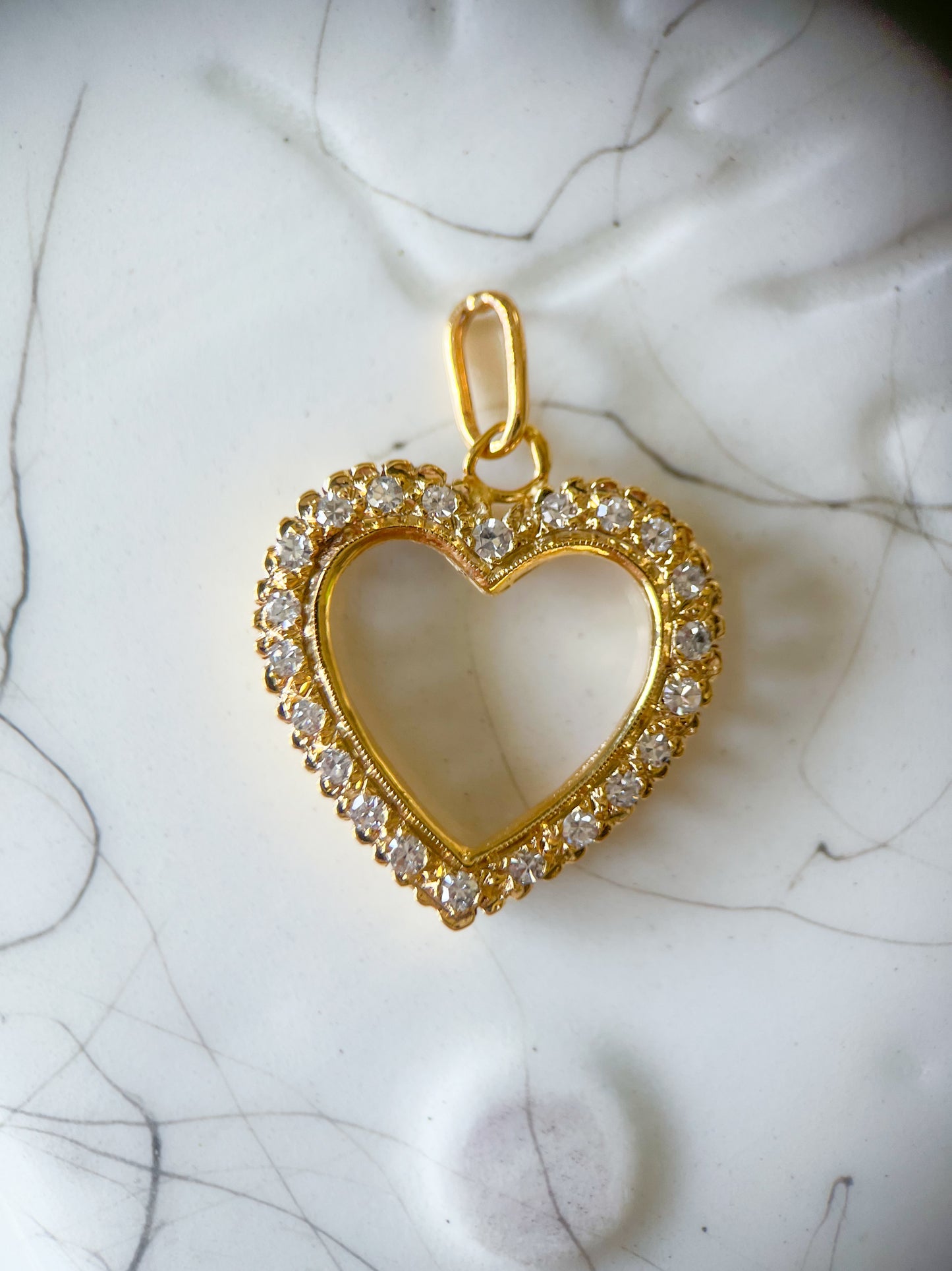 Vintage Natural Diamond Open Heart Charm