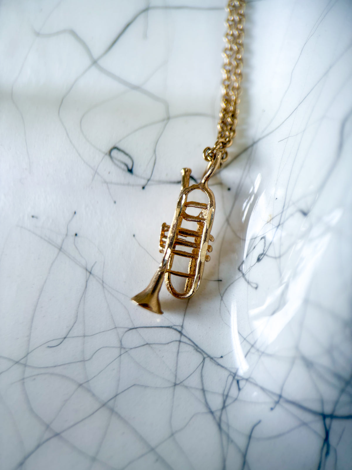 Vintage Trumpet 14k Yellow Gold Charm