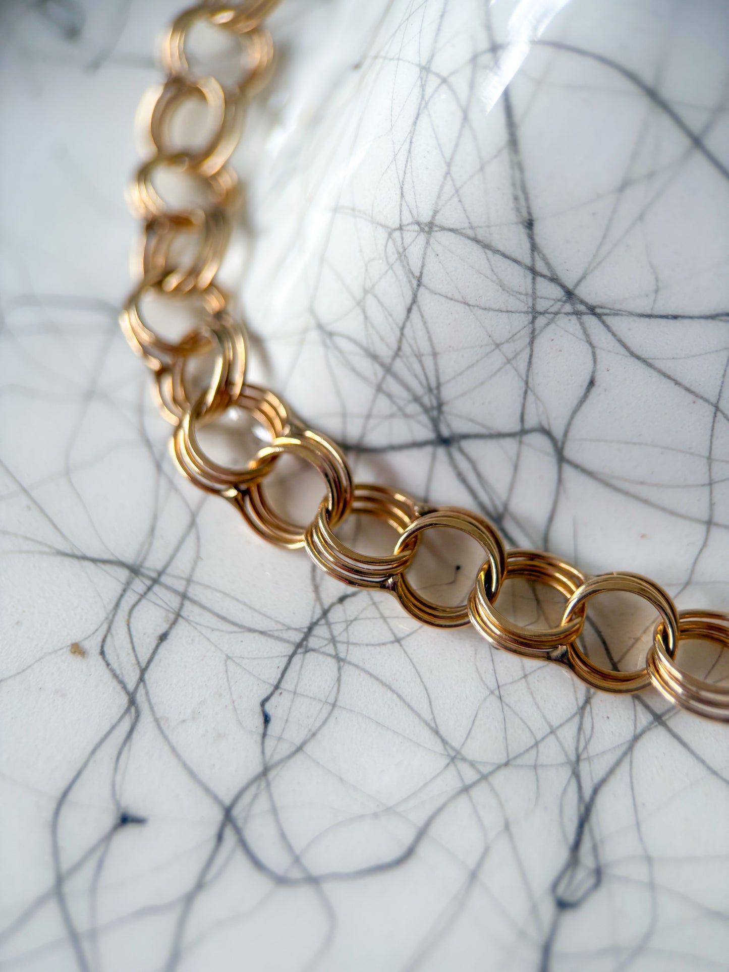 Vintage Round Multi Link 14k Yellow Gold 7 Inch Bracelet