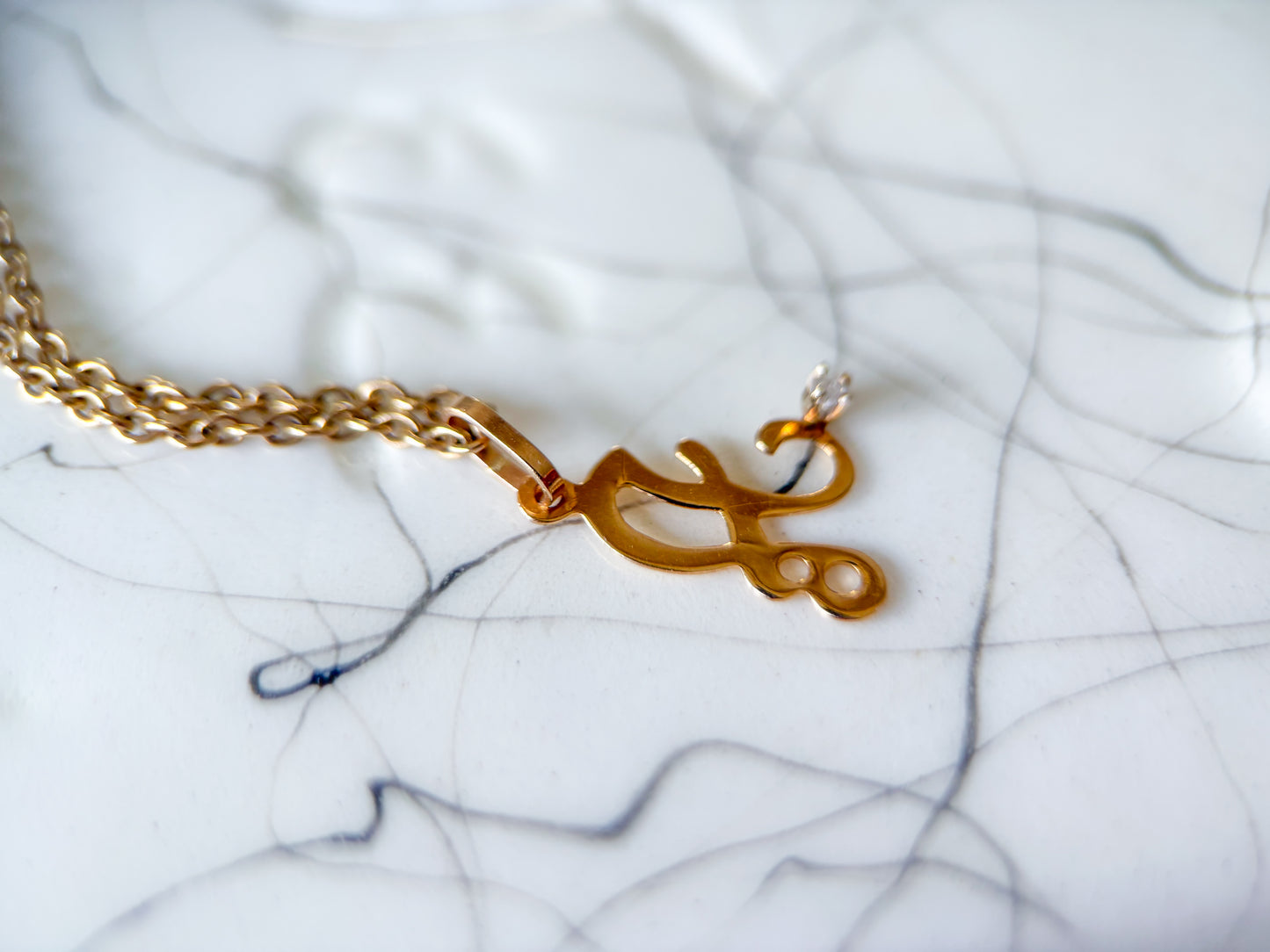 Vintage 'A' 14k Yellow Gold Letter Initial Charm with Small Diamond